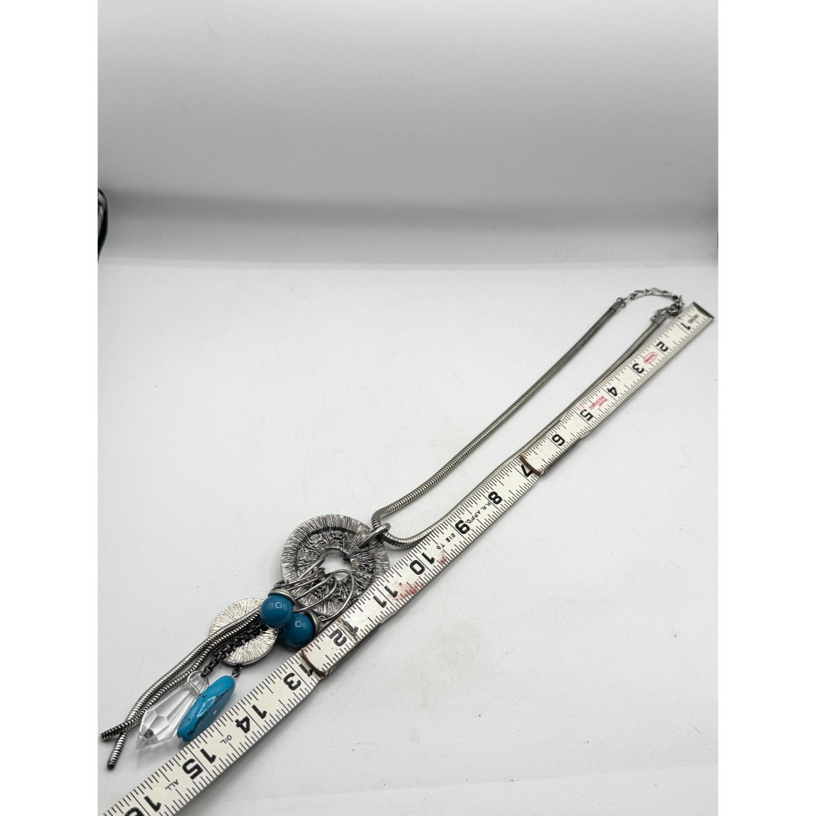 Other Silver tone blue beaded chain tassel charm necklace Size ONE SIZE - 4 Thumbnail