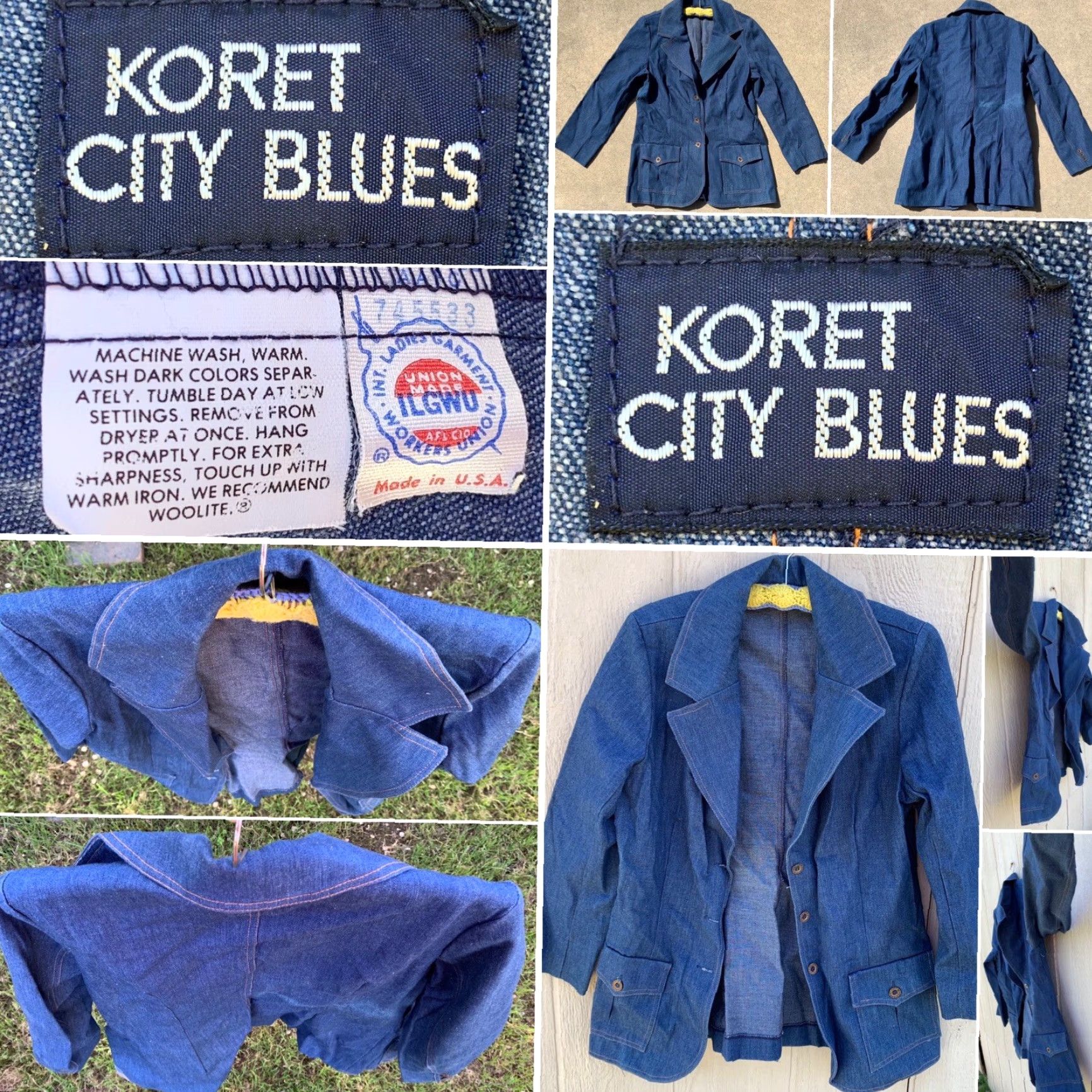 Vintage VINTAGE Koret City Blues denim blazer jacket Union Made In USA 1970s M/L Blue Denim Jacket Mens/Womens? Size M / US 6-8 / IT 42-44 - 3 Thumbnail