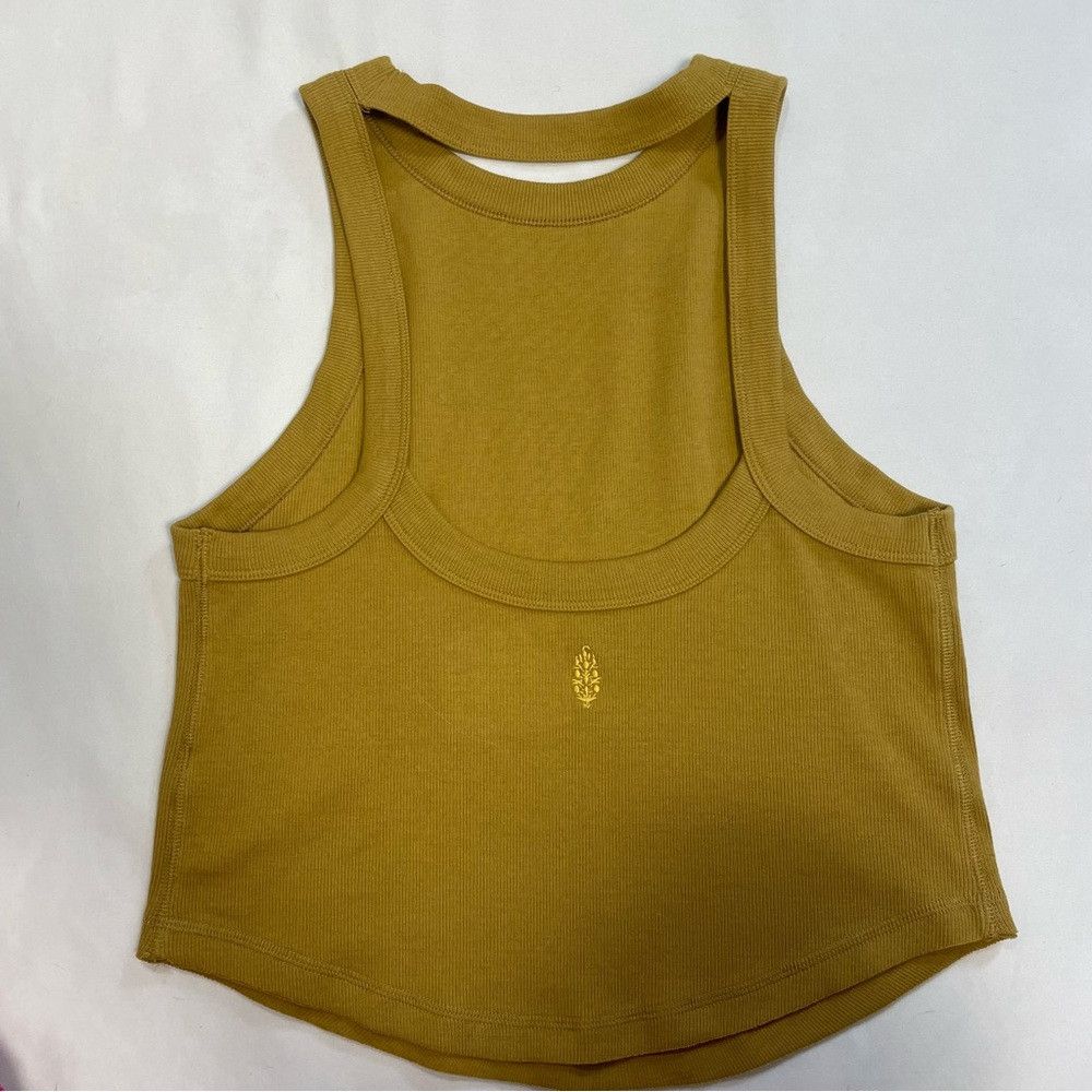 Free People New Free People FP Movement Mustard Cotton Open Air Tank To Size L / US 10 / IT 46 - 6 Thumbnail