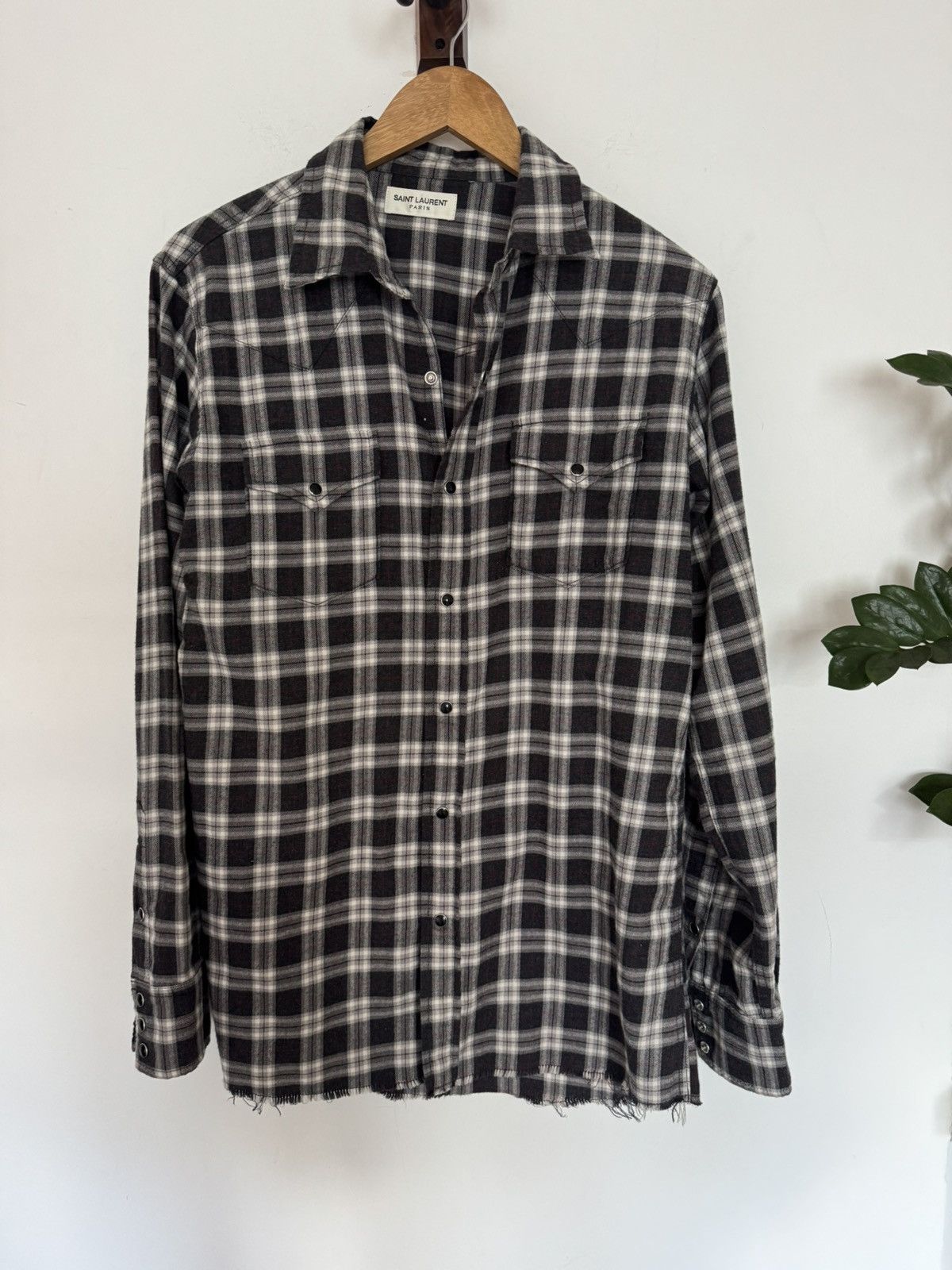 Saint Laurent Paris Raw Hem Flannel Size US S / EU 44-46 / 1 - 1 Thumbnail