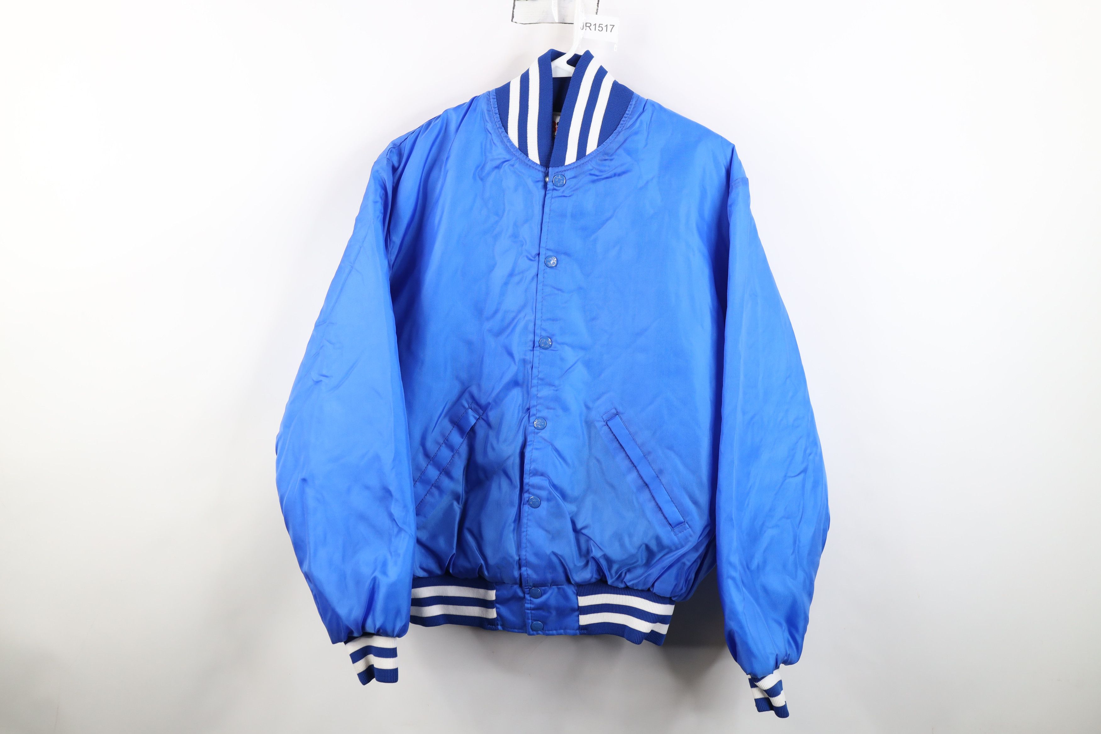 Vintage Vintage 70s Streetwear Satin Bomber Jacket Royal Blue USA Size US S / EU 44-46 / 1 - 1 Thumbnail