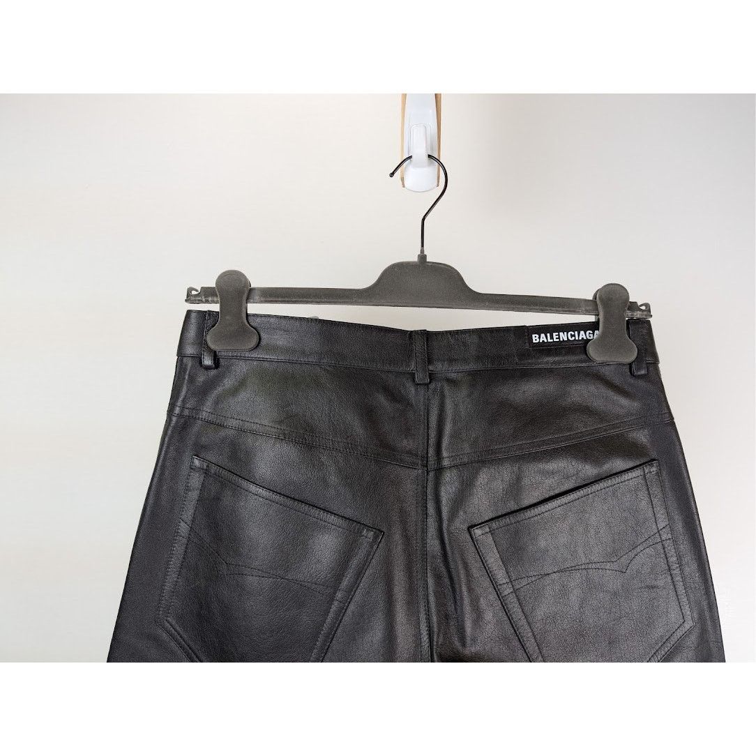 Balenciaga o1rshd1 Soft Matte Leather Medium Fit Pants in Black Size US 32 / EU 48 - 9 Thumbnail