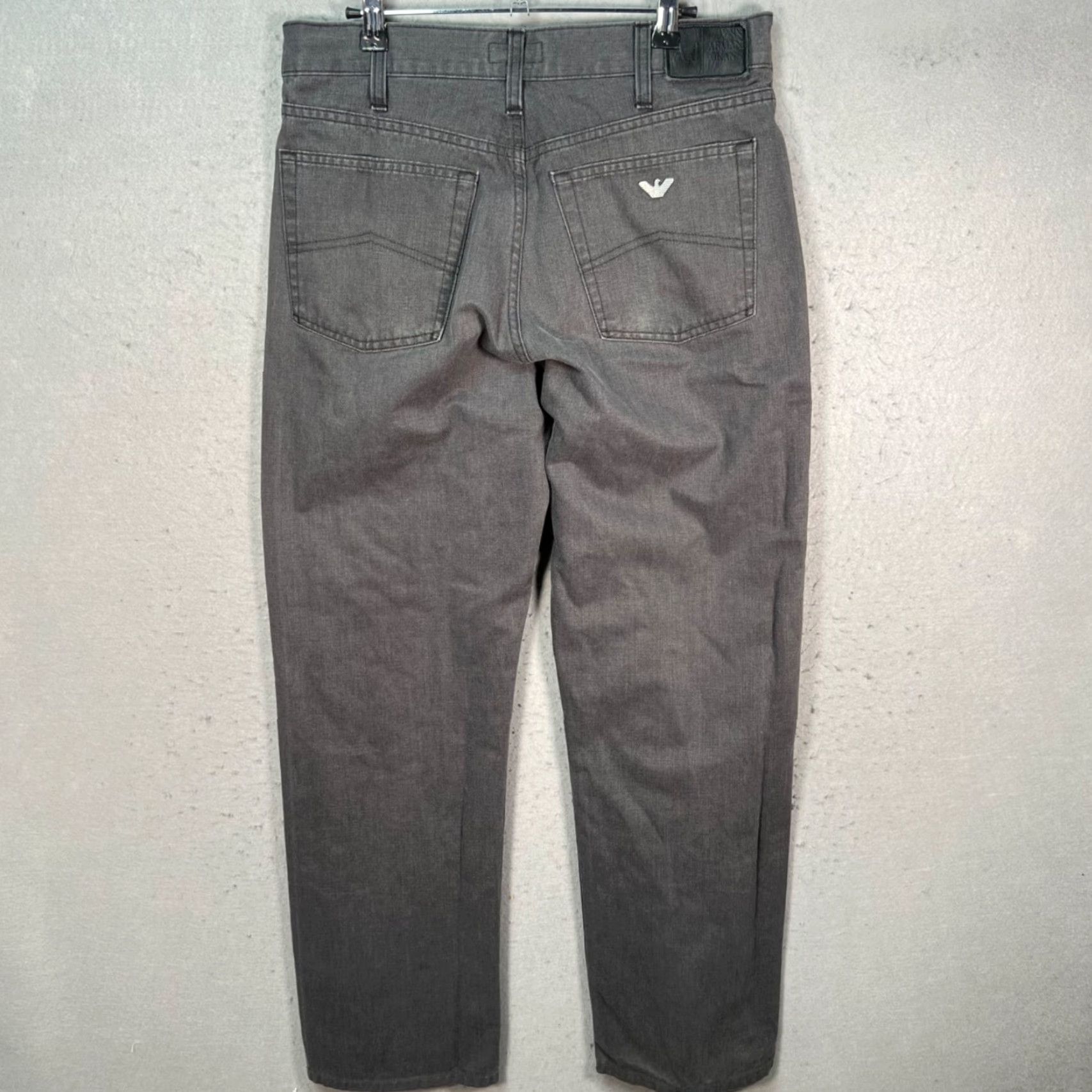 Vintage AJ Armani Jeans Mens 33 Slim Fit Gray Denim Jeans Made In Italy 5-Pocket Design Size US 33 - 2 Thumbnail