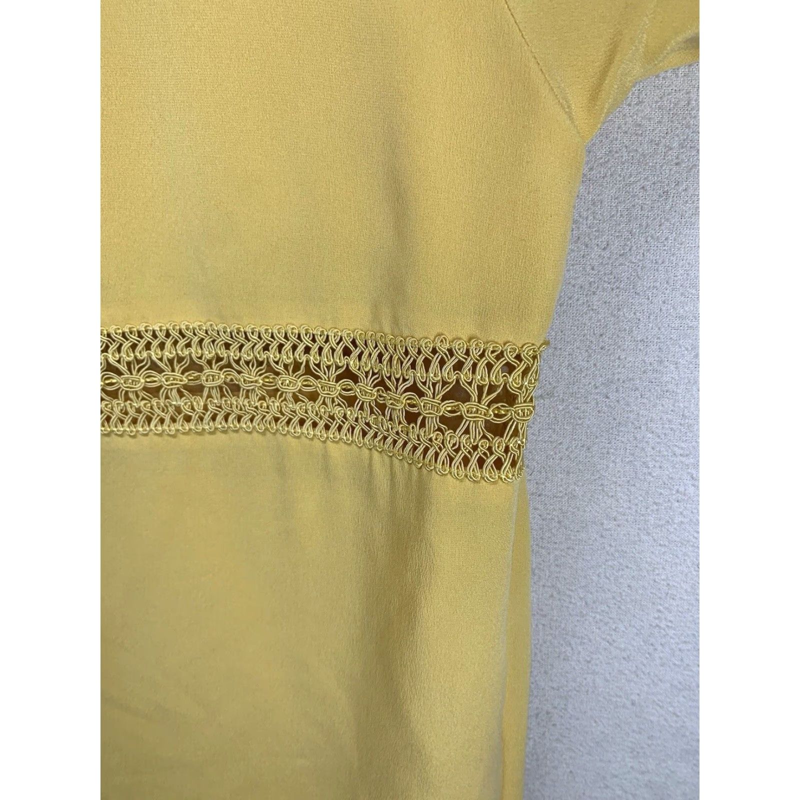 Vintage VINTAGE Women's Silk Dress Size 10 Yellow Embroidered Midi Sheath Formal Party/Cocktail Size L / US 10 / IT 46 - 7 Thumbnail