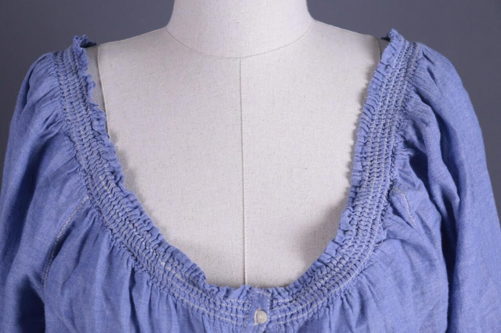 Designer Polo Jeans Ralph Lauren Blue Henley Shirt Size XS Size XS / US 0-2 / IT 36-38 - 5 Thumbnail