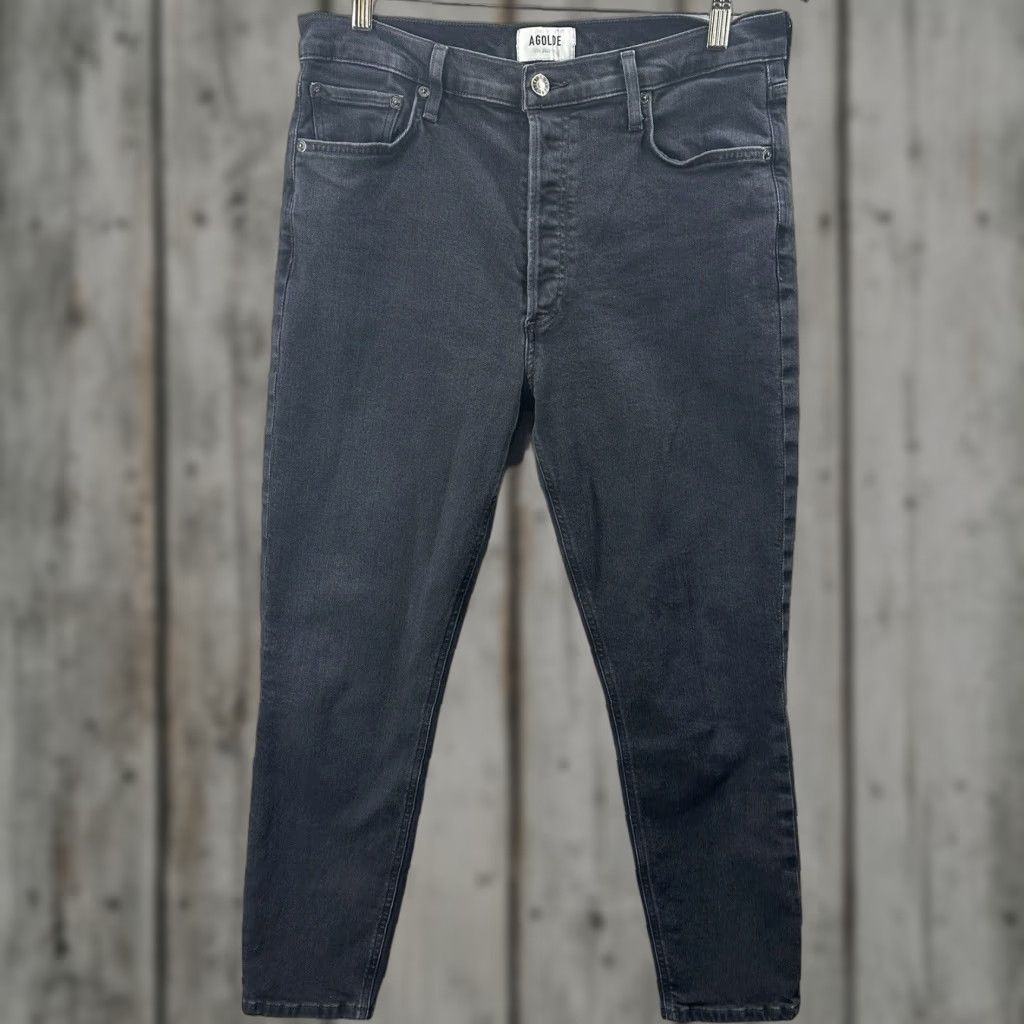 Agolde AGOLDE Jeans Womens 31 Black Nico Straight Leg High Rise Dark Wash Denim Quiet Shirt Jeans Women 31 Black 90s Size 24" / US 00 / IT 34 - 1 Thumbnail