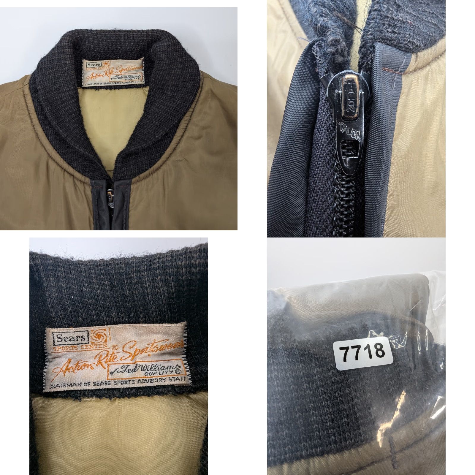 Sears VINTAGE Sears Ted Williams Action Rite Quilted Jacket Outdoors Talon 60s Brown Nylon Men's One Size"] Size US M / EU 48-50 / 2 - 9 Thumbnail