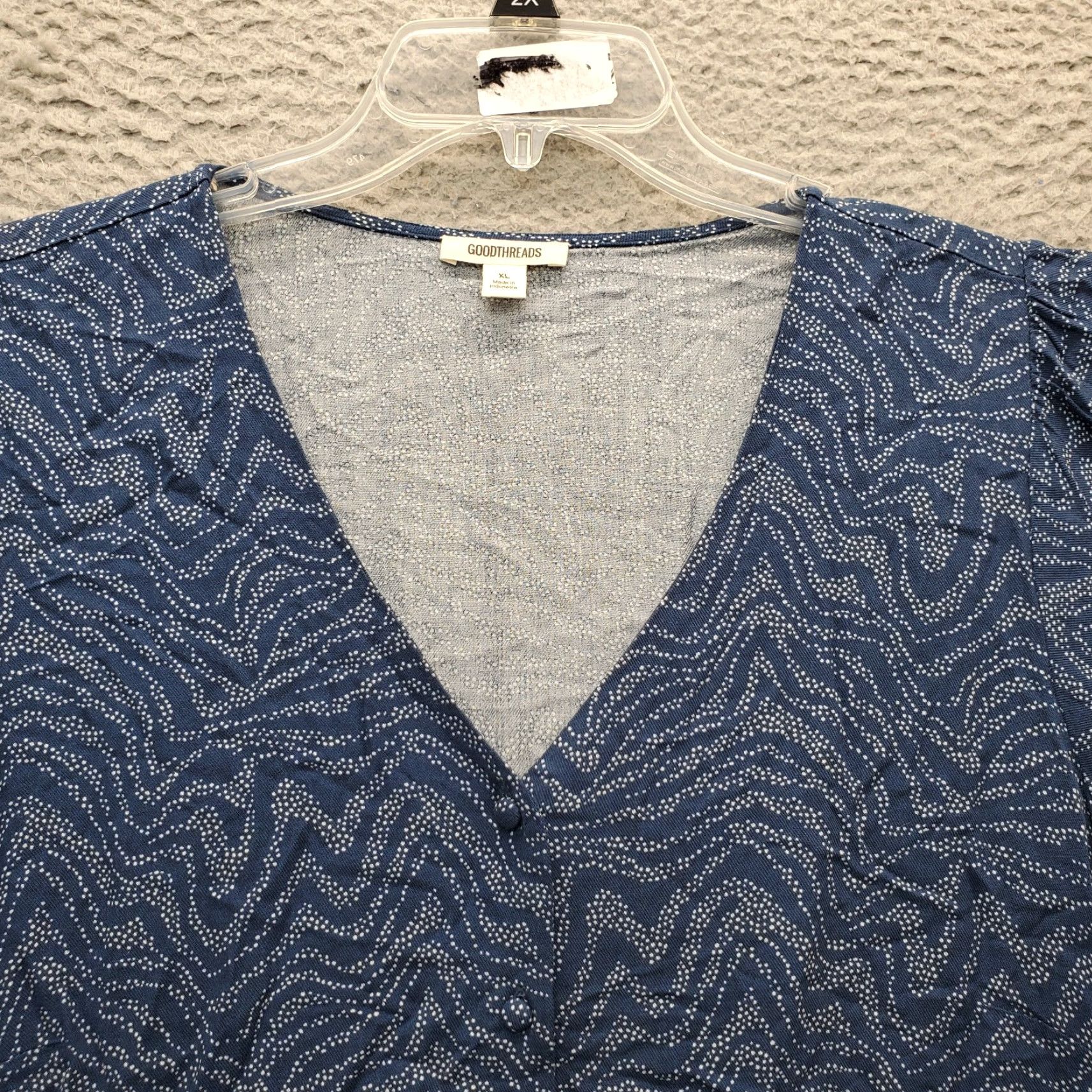 Vintage Goodthreads Blouse Womens Size XL Multi Short Sleeve V Neck Button Front Size XL / US 12-14 / IT 48-50 - 4 Thumbnail