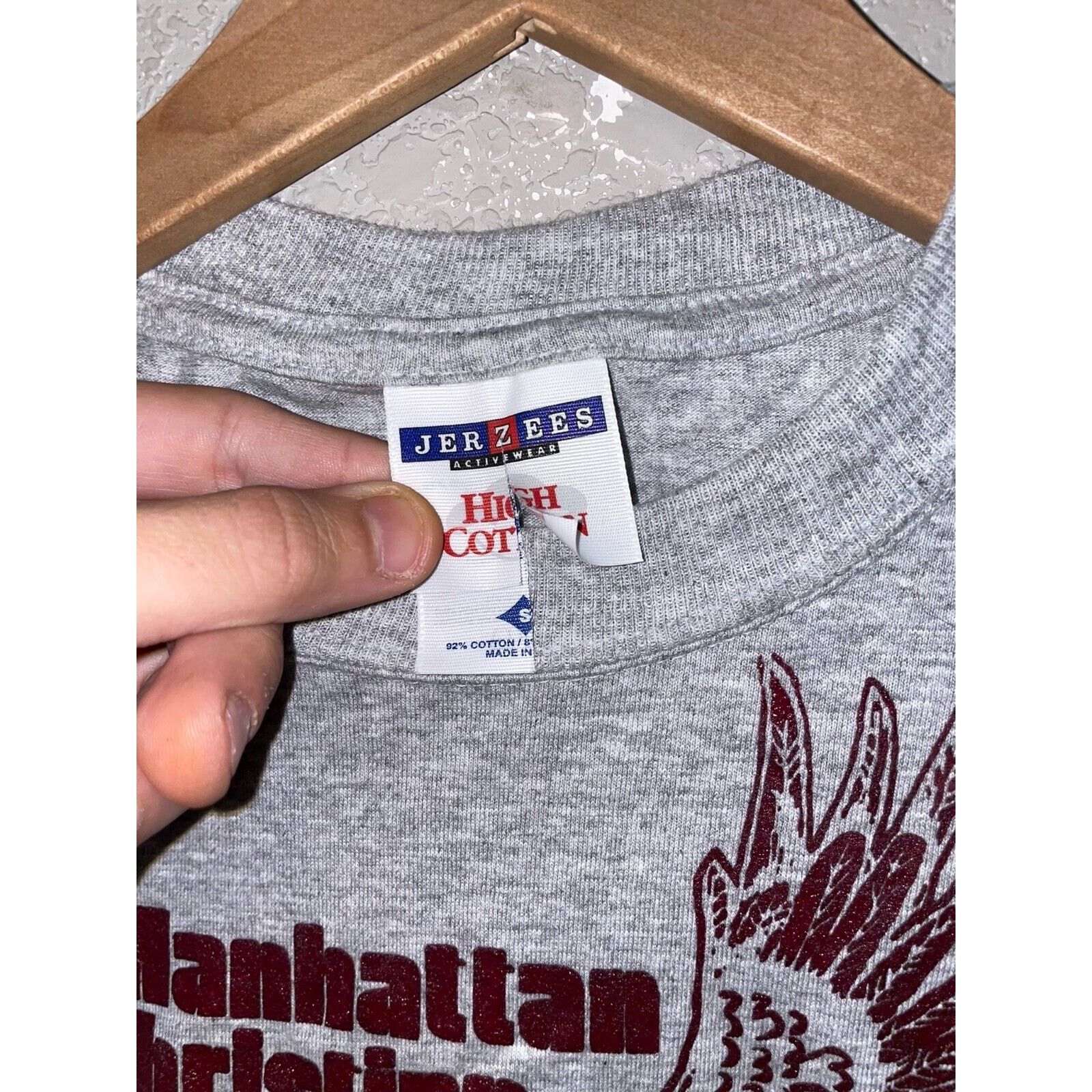 Jerzees Vintage Manhattan Christian Shirt Gray Bird 90s Tee VTG S Size US S / EU 44-46 / 1 - 4 Thumbnail