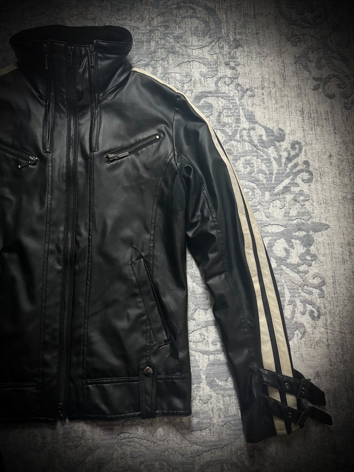 CIVARIZE CAVARIA X LA GATE striped leather jacket Size US M / EU 48-50 / 2 - 2 Thumbnail