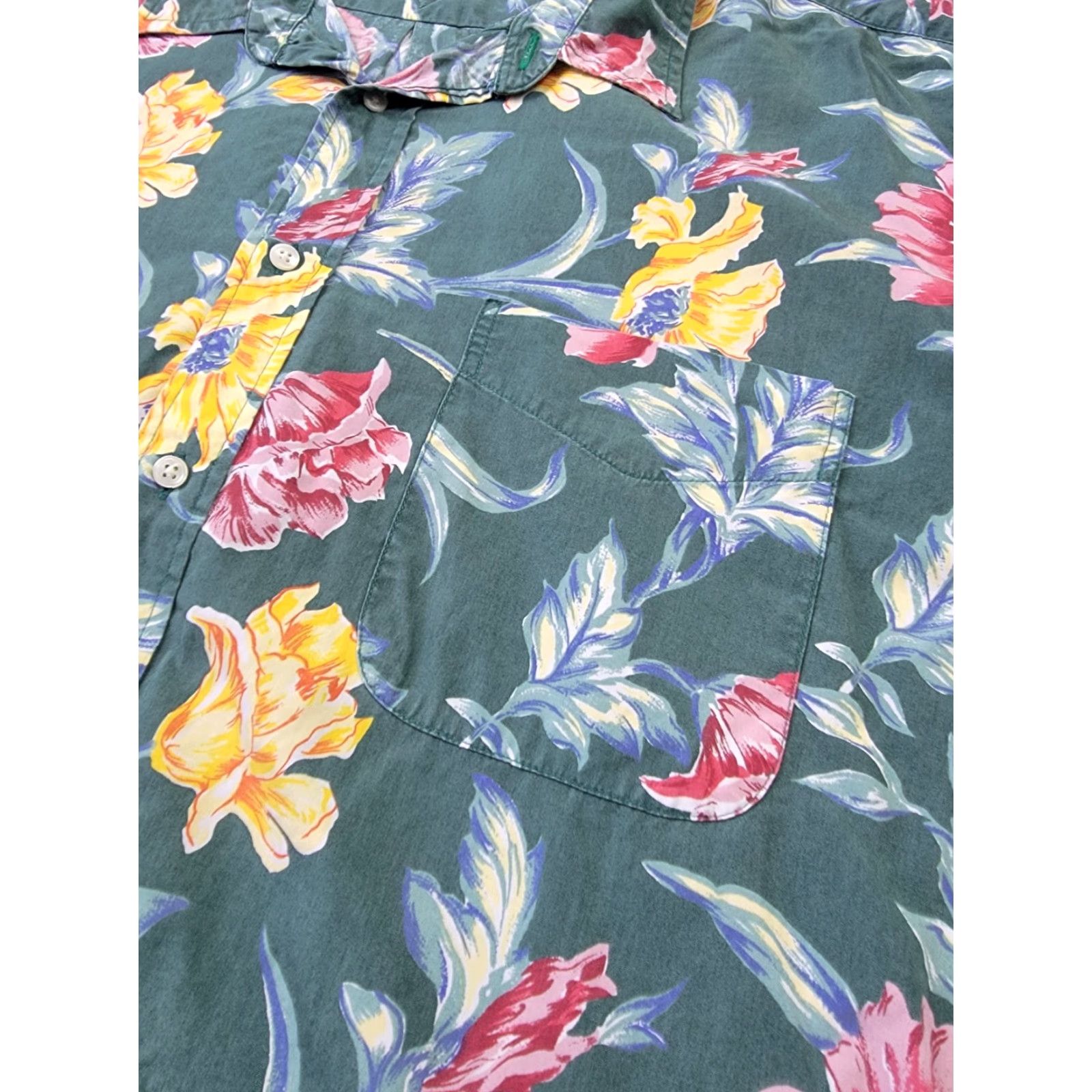 Tommy Hilfiger Tommy Hilfiger Shirt Mens XL Green Floral Button Up Short Sleeve Vintage 90's Size US XL / EU 56 / 4 - 3 Thumbnail