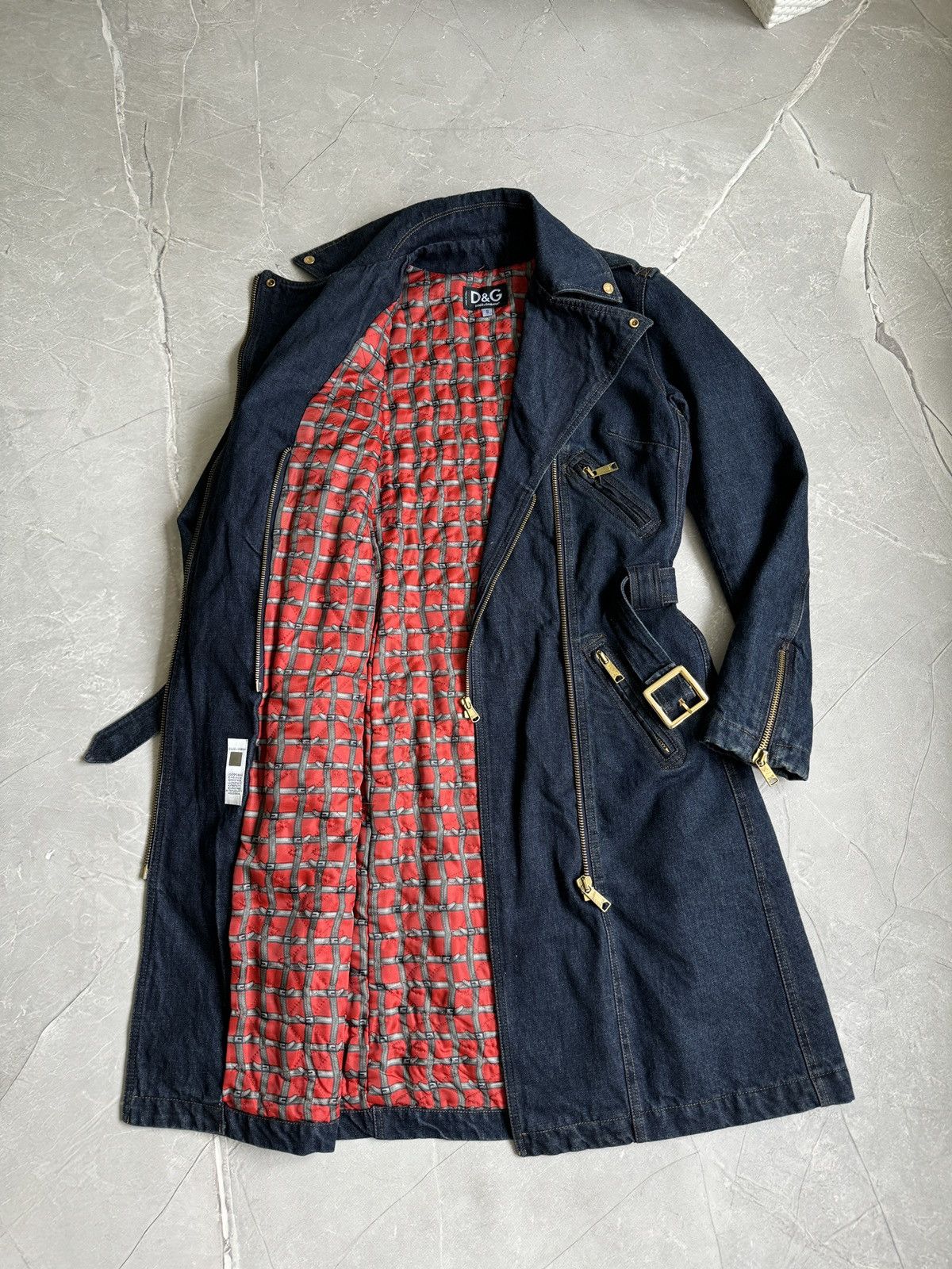 Dolce & Gabbana Vintage 00s Dolce & Gabbana Denim Biker Trench Coat Jacket Size S / US 4 / IT 40 - 4 Thumbnail