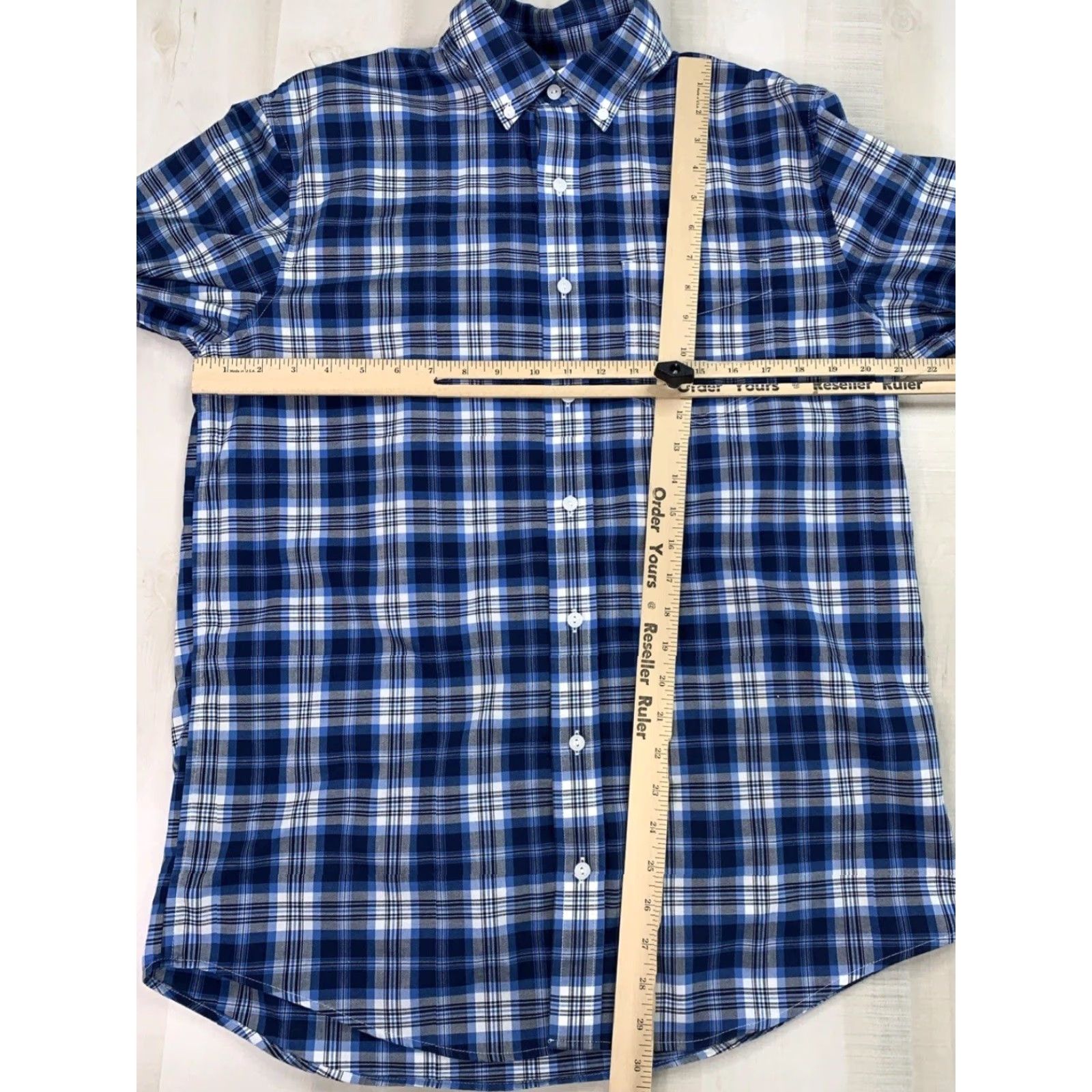 Vintage VINTAGE L.L. Bean Traditional Fit Blue Plaid Cotton Button-Down Shirt Mens Medium Tall Regular Knit? Size US M / EU 48-50 / 2 - 2 Thumbnail