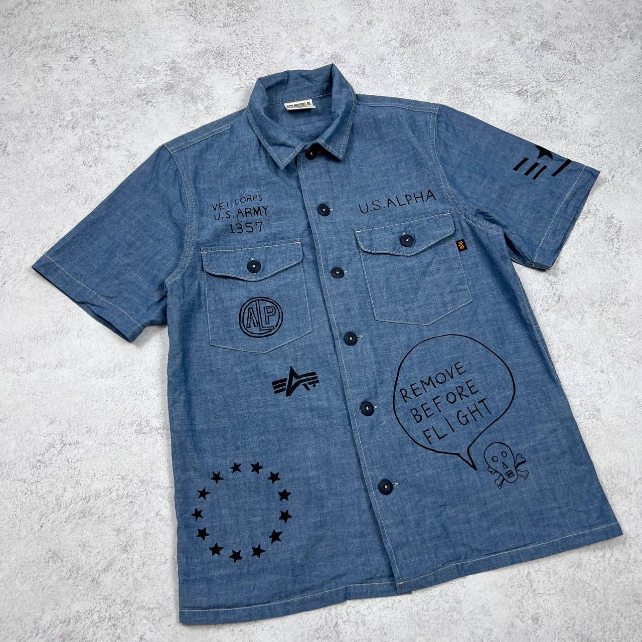 Alpha Industries Alpha Industries Men's Chambray Shirt Military Graphic Size US S / EU 44-46 / 1 - 4 Thumbnail