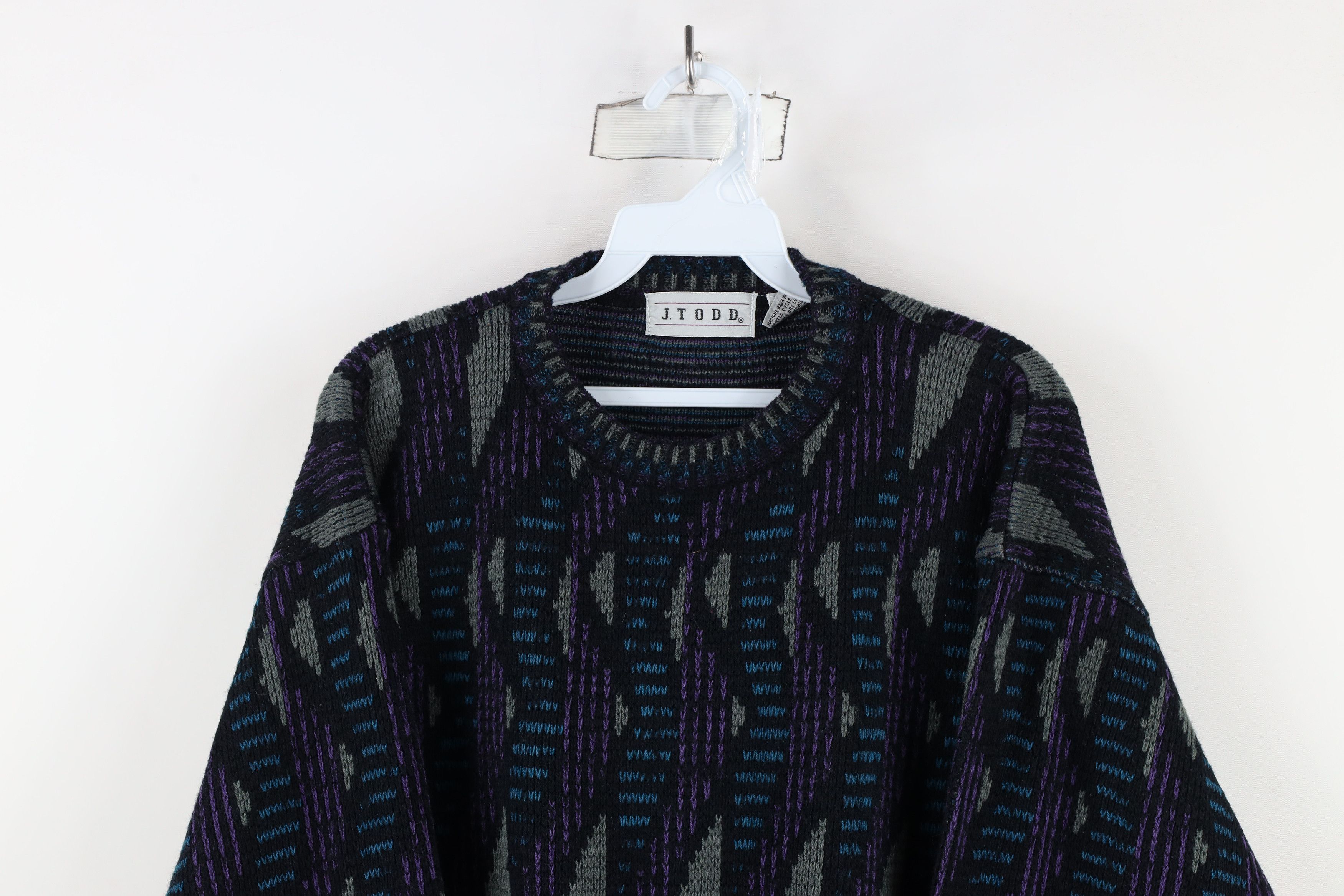 Vintage Vintage 90s Coogi Style Geometric Knit Crewneck Sweater Size US M / EU 48-50 / 2 - 2 Thumbnail