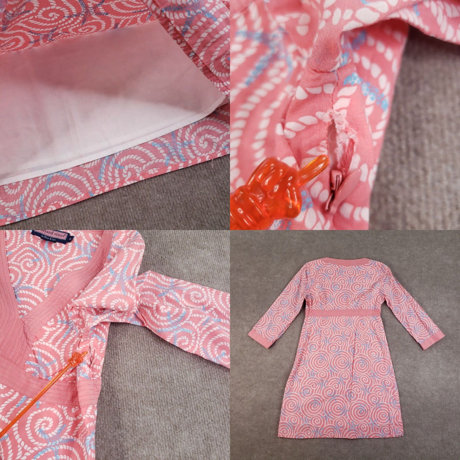 Vineyard Vines Vineyard Vines Shift Dress Womens 0 Pink Geometric Knit Lined 3/4 Sleeve V-Neck Knee Length Casual Dress Mens Womens Size XS / US 0-2 / IT 36-38 - 8 Thumbnail