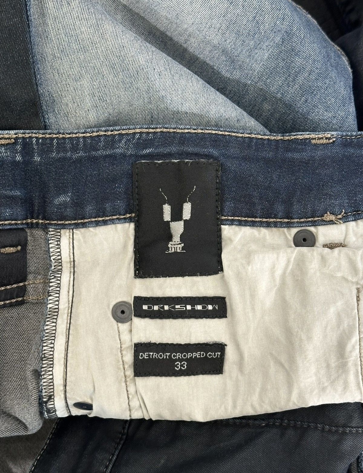 Rick Owens Rick Owens Waxed Canvas & Denim Patchwork Cropped Pants Size US 33 - 6 Thumbnail