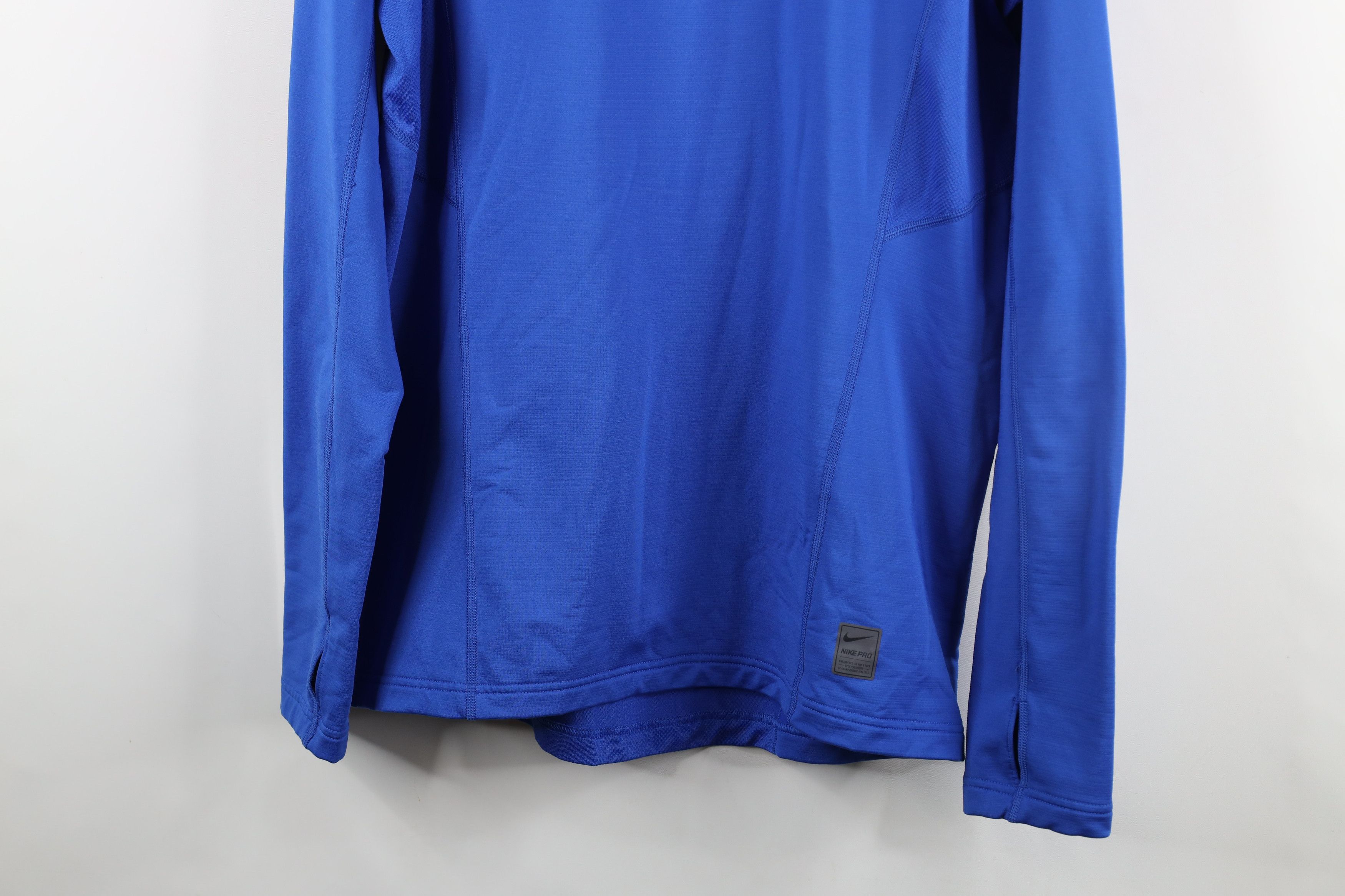 Nike × Vintage Nike Pro Combat Hyperwarm Fleece Lined Half Zip Sweater Blue Size US L / EU 52-54 / 3 - 3 Thumbnail