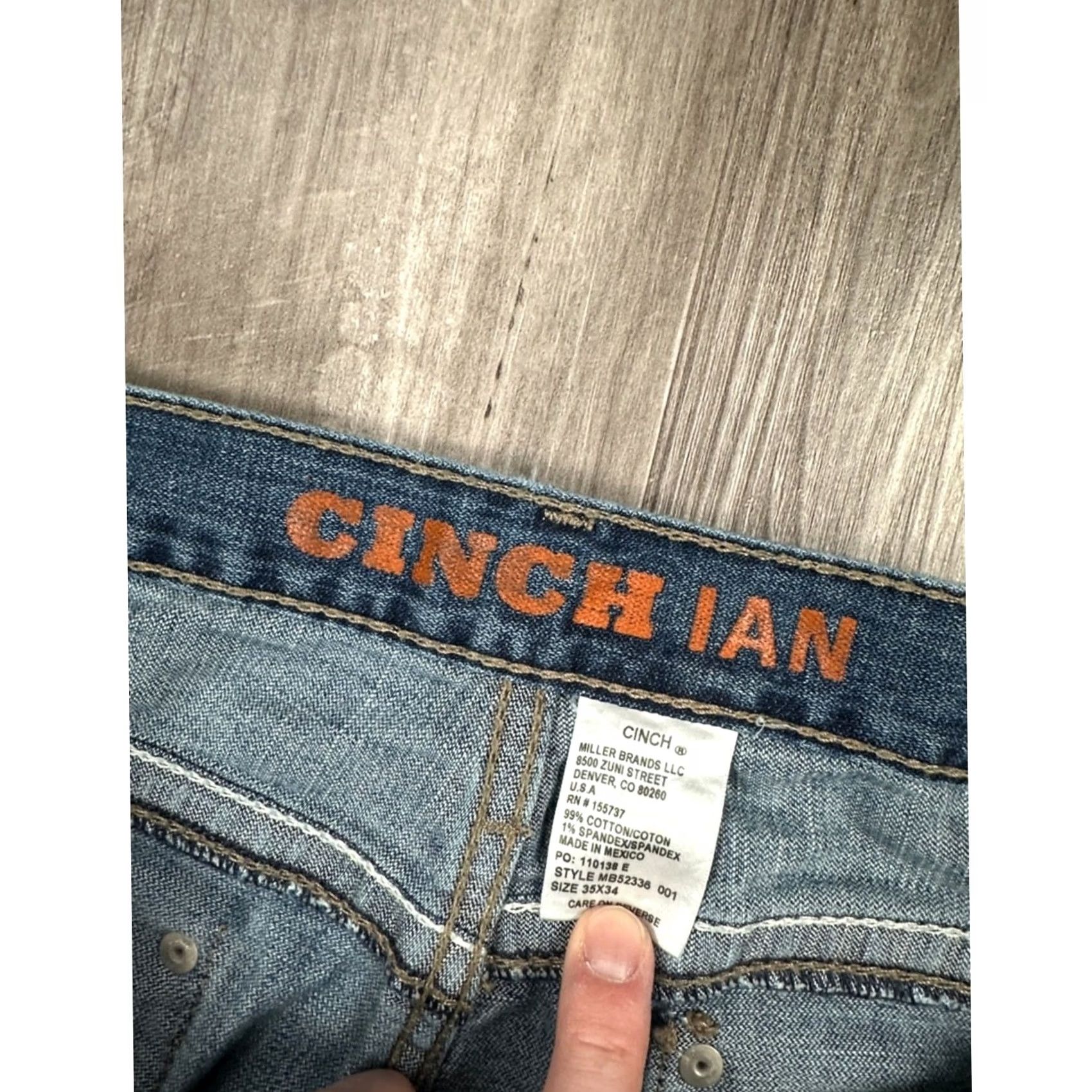 Vintage Cinch Ian Boot Cut Jeans - 35x34, Blue, Men, Regular, Bootcut, 99% Cotton 1% Spandex Size US 35 - 7 Thumbnail