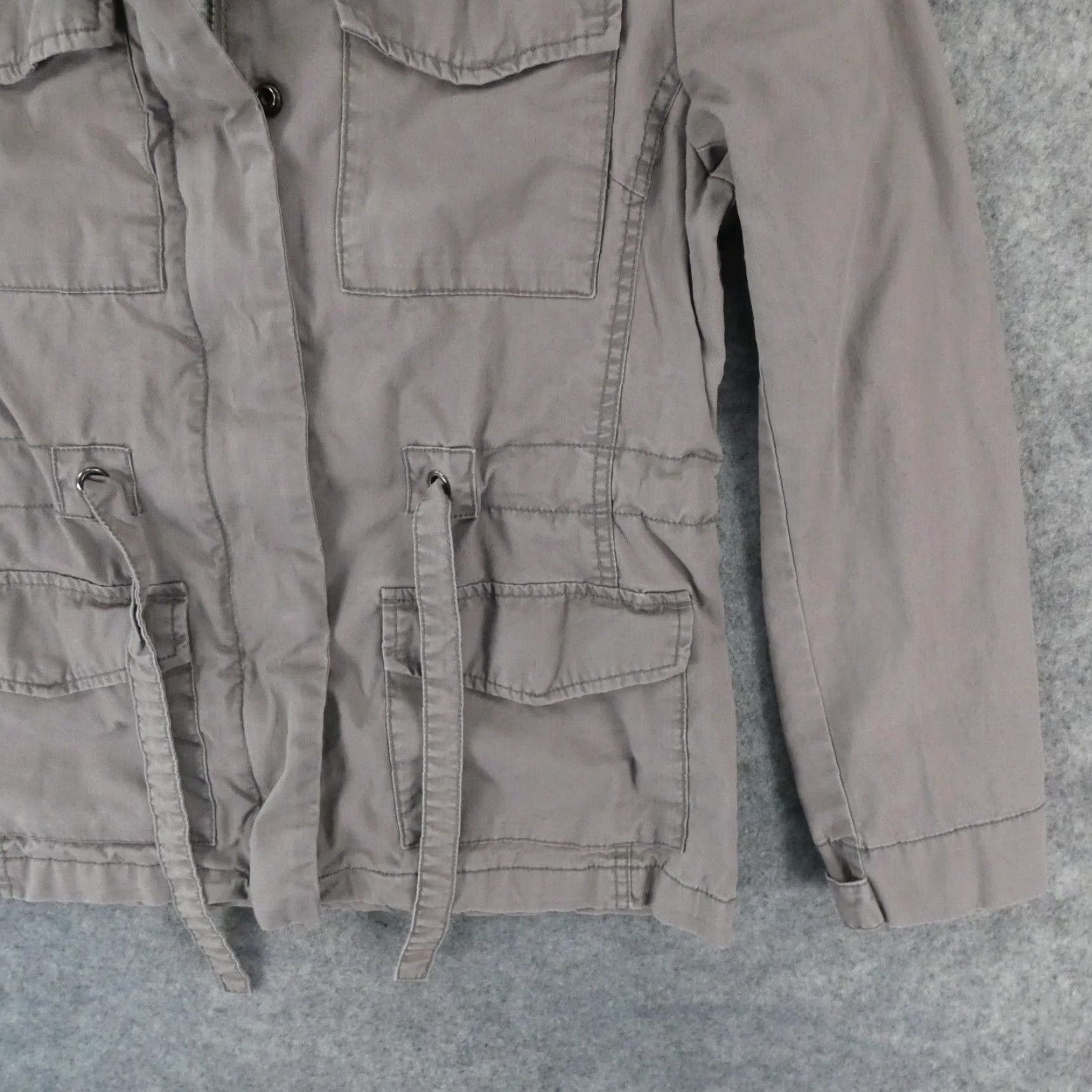 Gap Gap Jacket Womens Medium Gray Jersey Lined Barn Coat Full Zip Drawstring Size M / US 6-8 / IT 42-44 - 5 Thumbnail