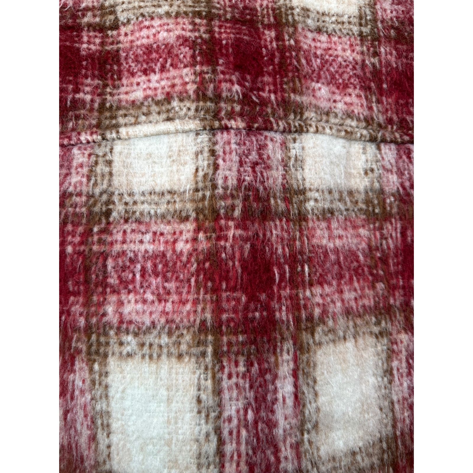 Zara Zara Jacket Red Brown Cream Plaid Womens US XL Fuzzy Size XL / US 12-14 / IT 48-50 - 8 Thumbnail