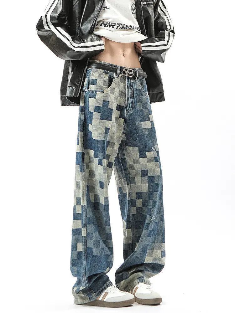 Japanese Brand Retro loose checkered straight leg jeans Size US 32 / EU 48 - 4 Thumbnail