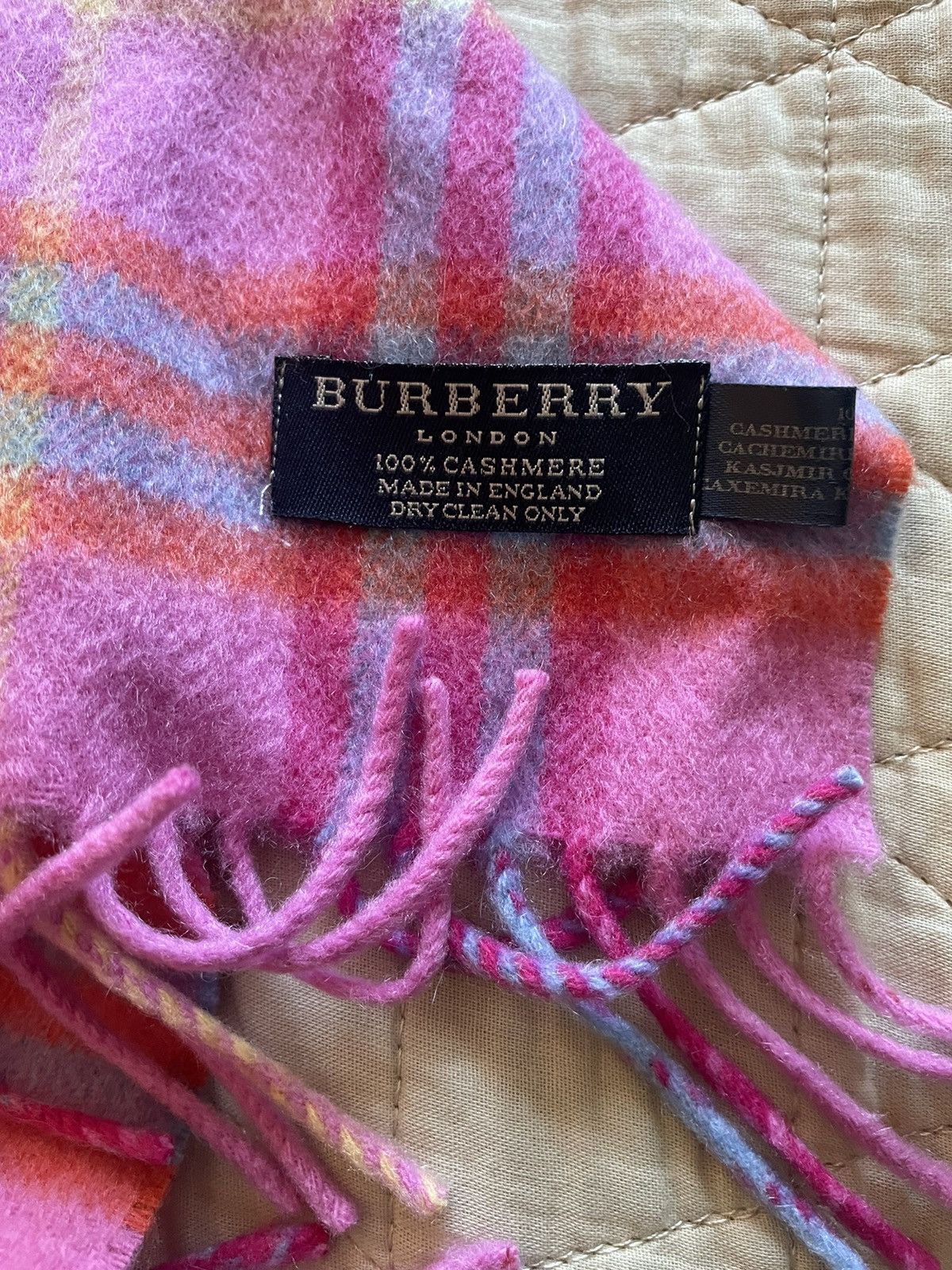 Burberry Check Print Fringe Cashmere Scarf Size ONE SIZE - 3 Thumbnail