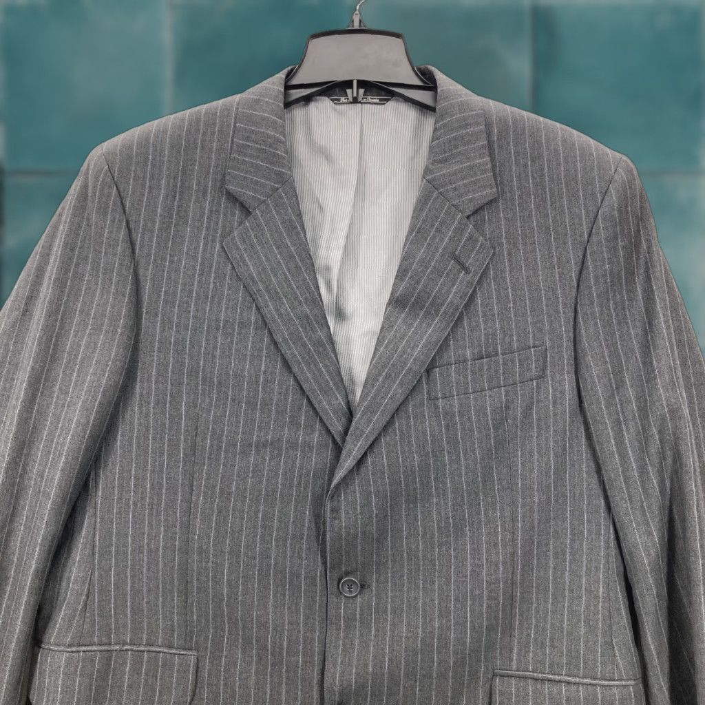 Jack Victor Jack Victor Loro Piana Wool Blazer Mens 44R Gray Striped Blazer Sports Coat Jacket Blazer Mens 44 Regular Gray Striped Size 44R - 1 Thumbnail