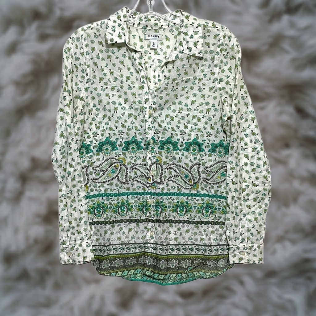 Old Navy VINTAGE Old Navy Paisley Floral Boho Y2K Button Shirt Womens XS Size XS / US 0-2 / IT 36-38 - 1 Thumbnail