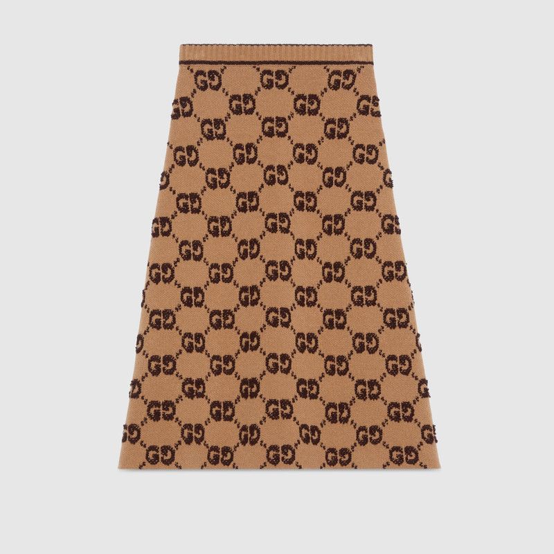 Gucci o1la5ras0526 GG Wool Bouclé Jacquard Skirt in Camel Size 32" / US 10 / IT 46 - 1 Thumbnail