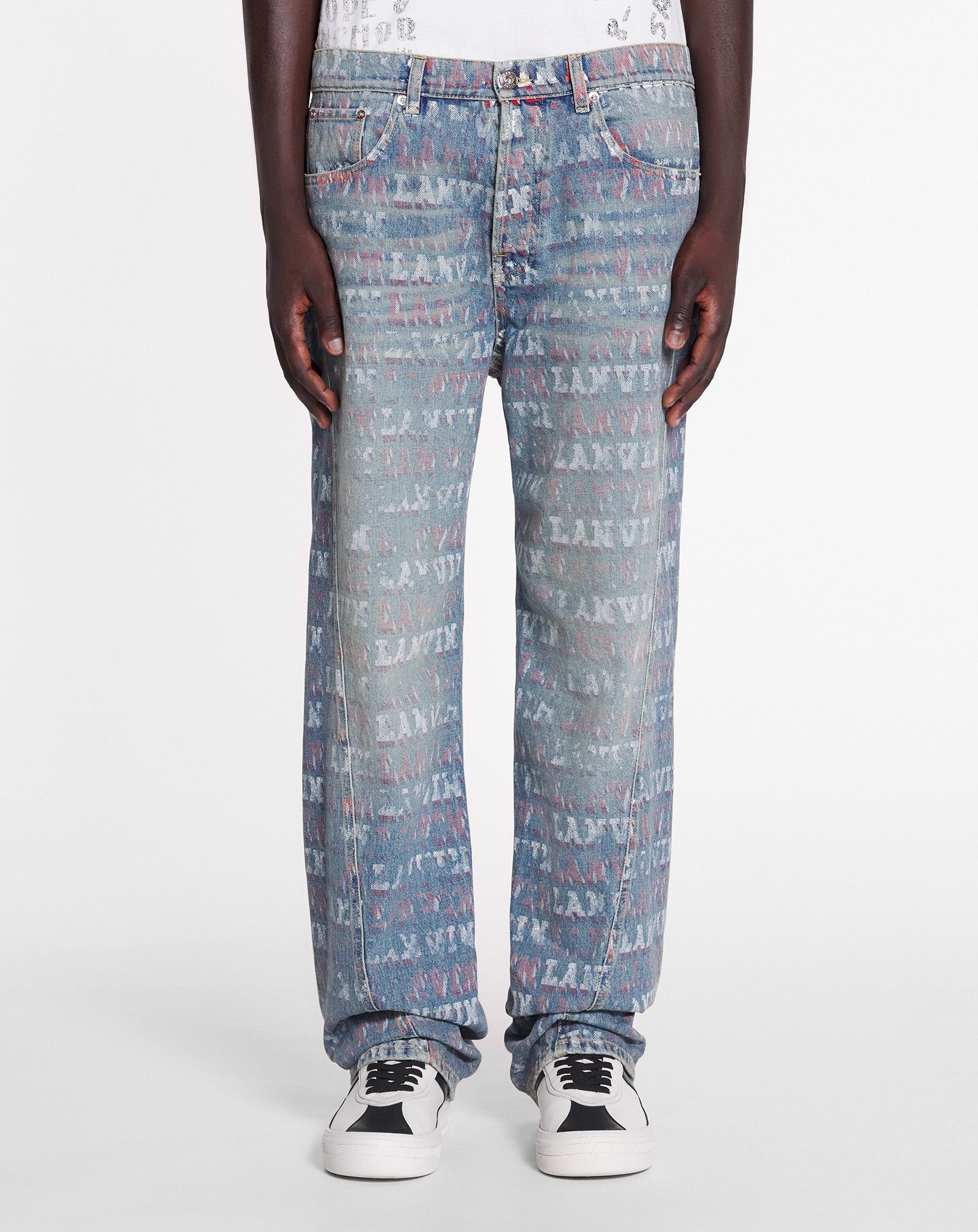 Lanvin o1mle0825 Straight Fit Printed Pants in Blue Size US 32 / EU 48 - 3 Thumbnail