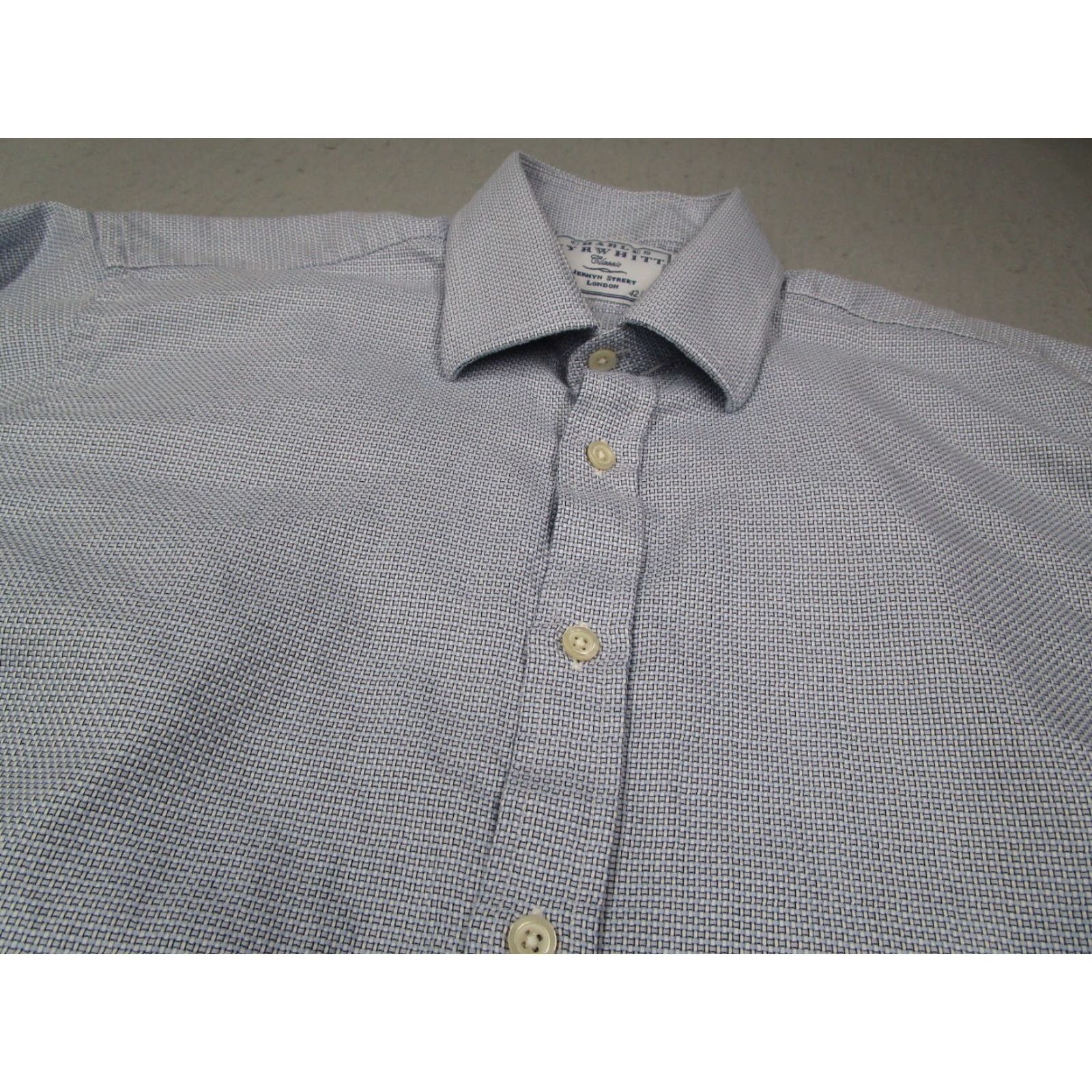 Charles Tyrwhitt VINTAGE Charles Tyrwhitt Dress Shirt Men 16.5 33 Blue Check Non-Iron French Cuffs Business Casual Size US XS / EU 42 / 0 - 2 Thumbnail