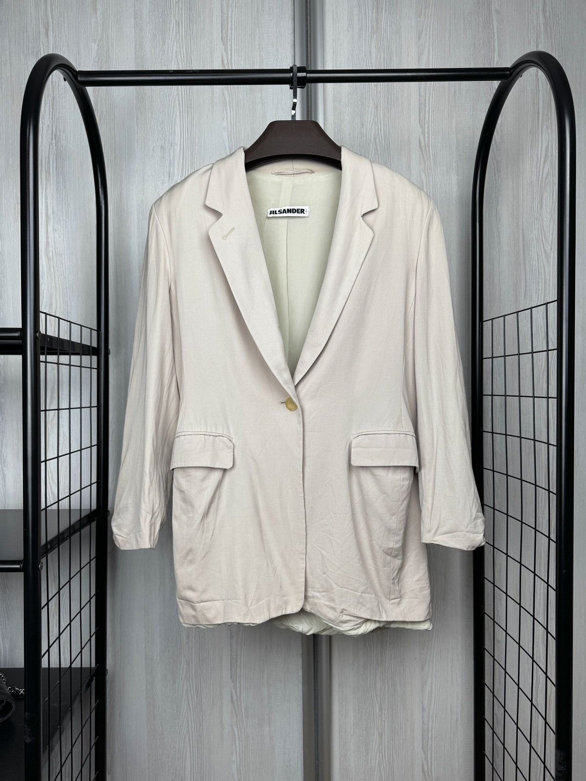 Jil Sander Jil Sander vintage 80s 90s creamy beige silk 1 button blazer Size S / US 4 / IT 40 - 1 Thumbnail