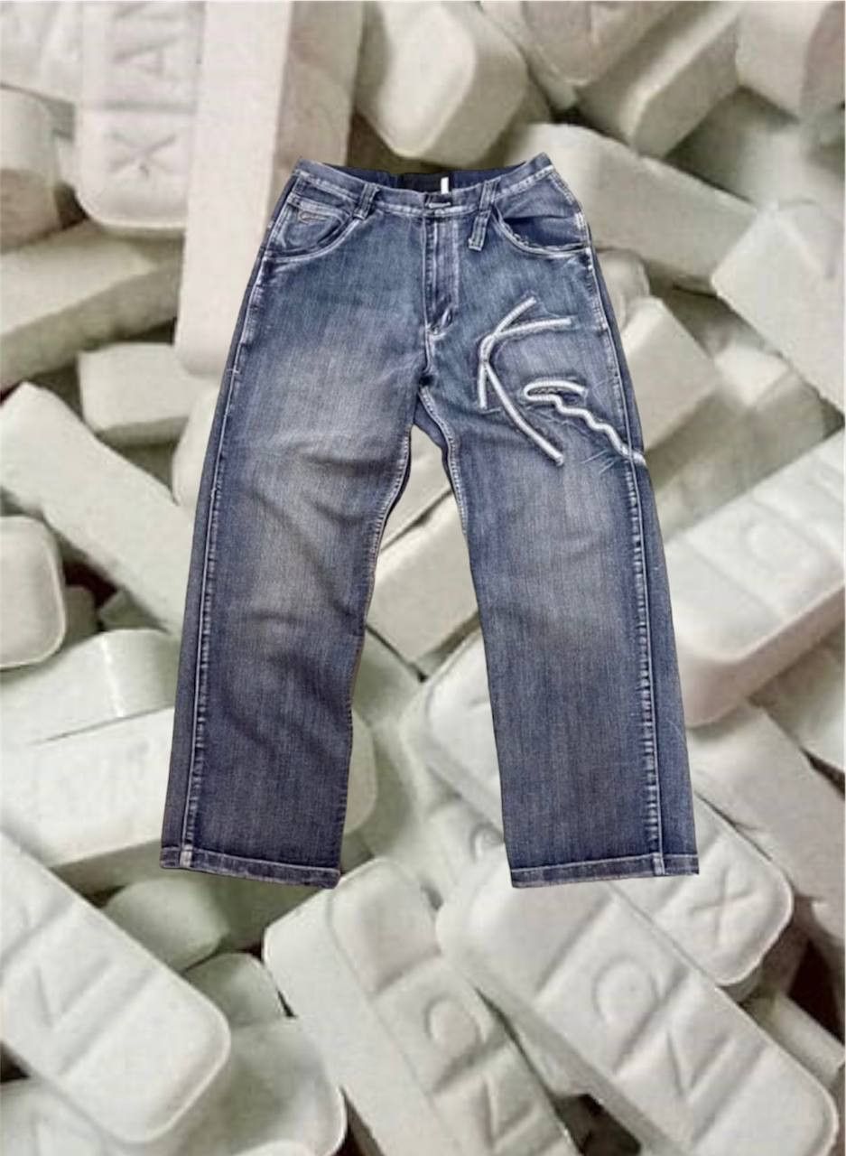image of Archival Clothing x Karl Kani Rap Baggy Fit Vintage Karl Kani Jeans Embroidered Logo in Denim (Size