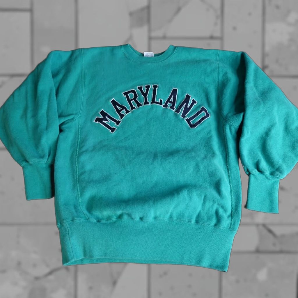 Champion VINTAGE Champion Sweatshirt Small S/XS Blue Green Teal Champion Reverse Weave USA Crew Neck Long Sleeve Pullover Mens Size US S / EU 44-46 / 1 - 1 Thumbnail
