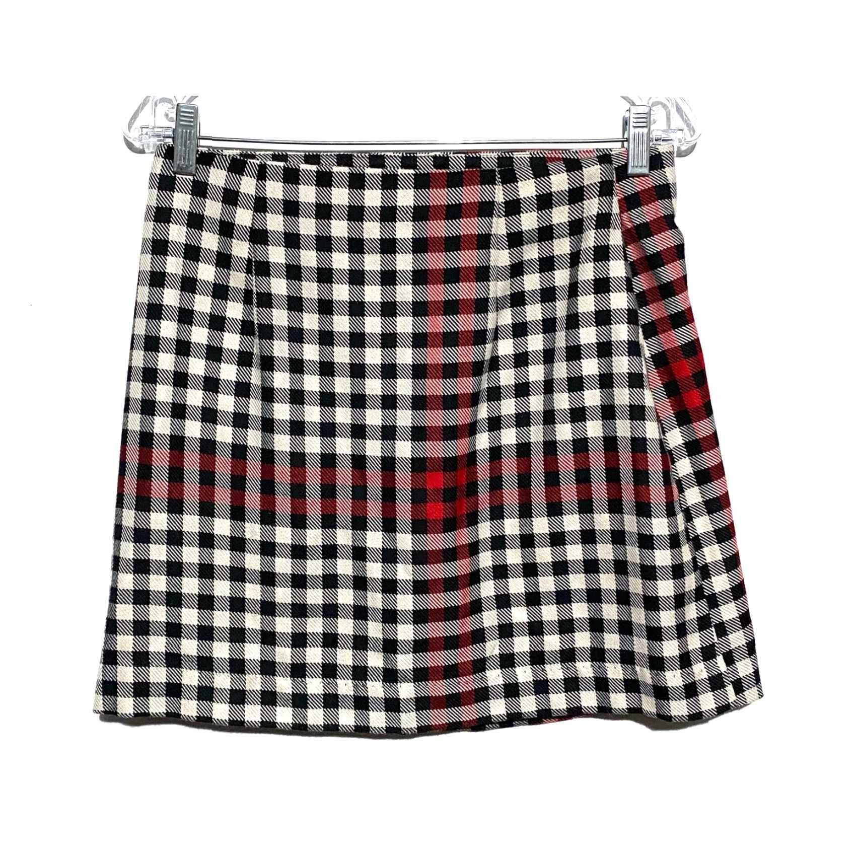 Vintage VINTAGE Who What Wear Gingham Plaid Wrap Front Button Mini Skirt 4 Preppy Y2K Black Red Womens Skirt Size 27" / US 4 / IT 40 - 3 Thumbnail