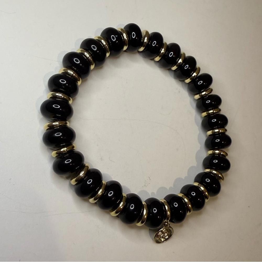 Designer Kendra Scott Rebecca Stretch Black Gold Beaded Bracelet Size ONE SIZE - 4 Thumbnail