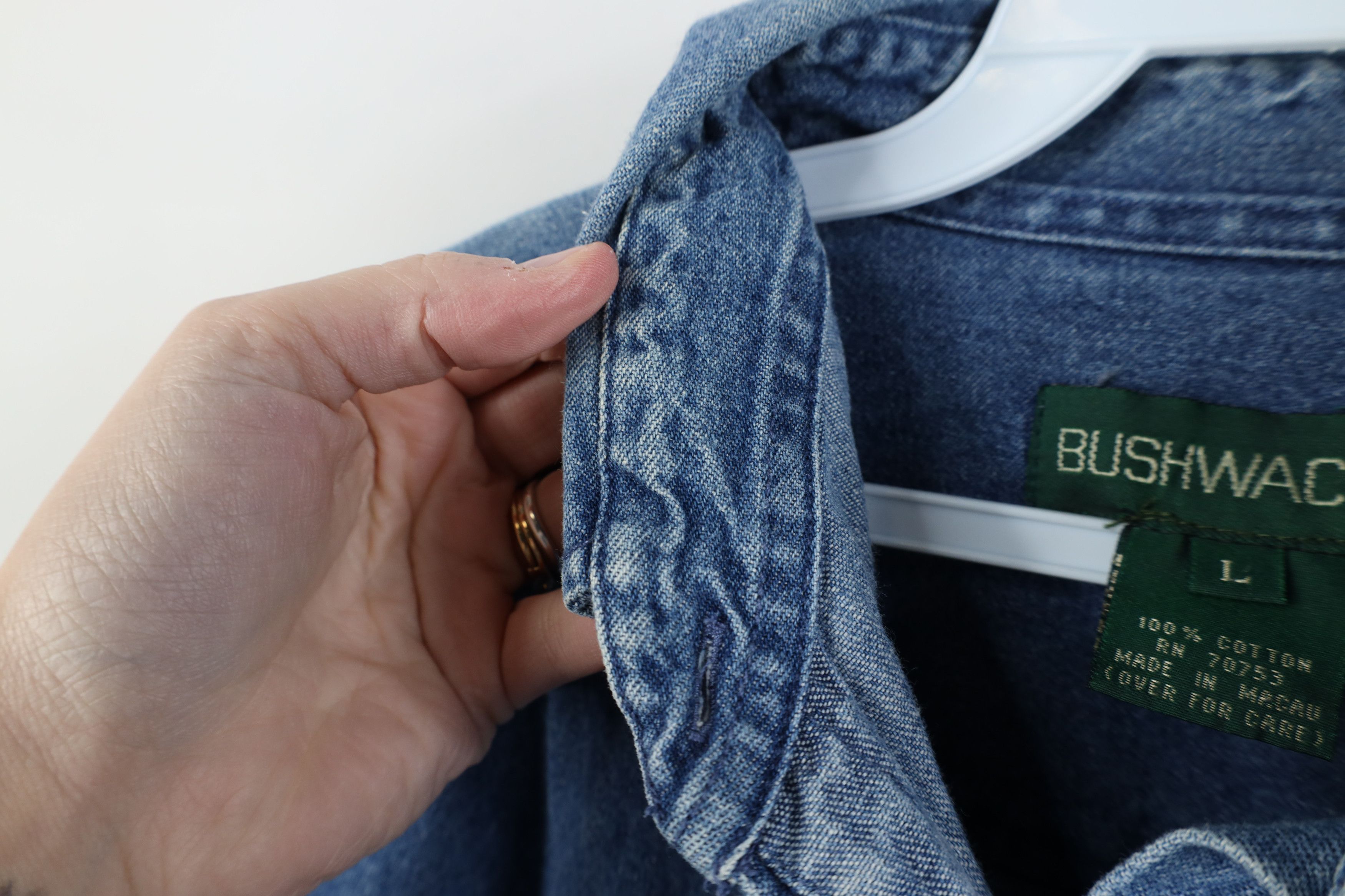Vintage Vintage 90s Streetwear Collared Denim Button Down Shirt Size L / US 10 / IT 46 - 9 Thumbnail