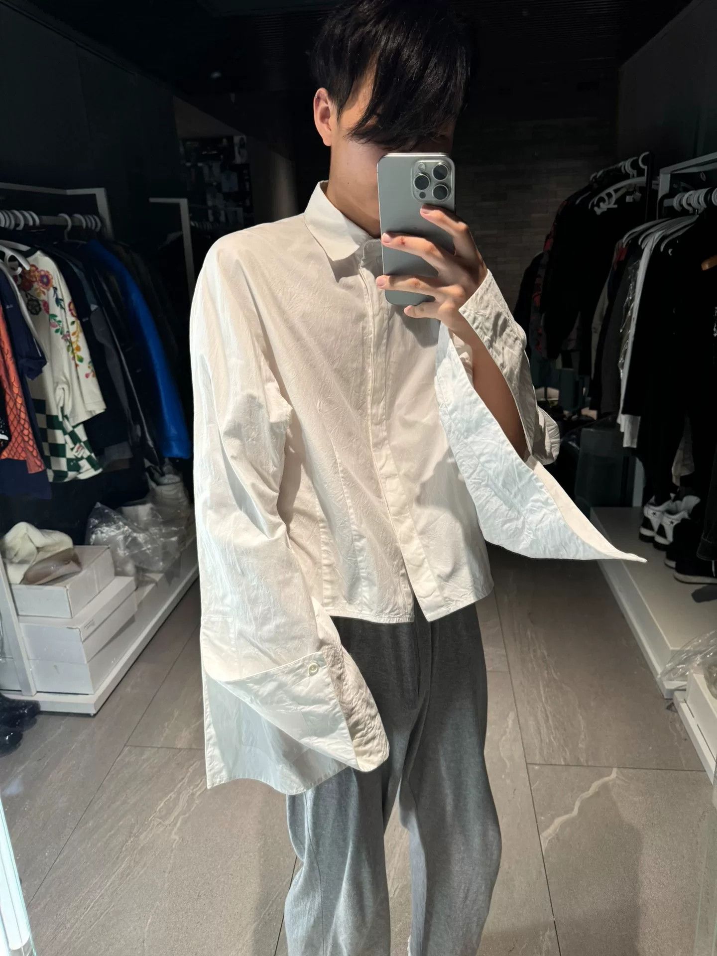 Celine celine white structured shirt with flared sleeves Size M / US 6-8 / IT 42-44 - 1 Thumbnail