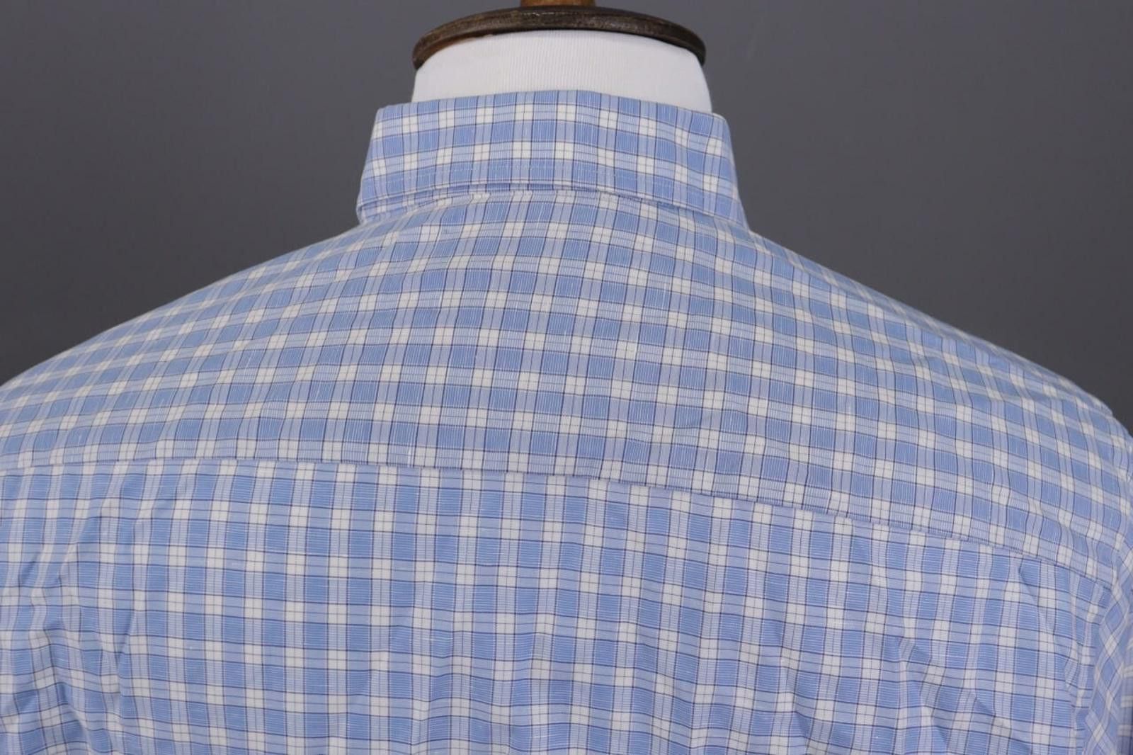 Eton Eton Contemporary Blue Check Cotton & Linen Shirt 43/17 Size US M / EU 48-50 / 2 - 11 Thumbnail