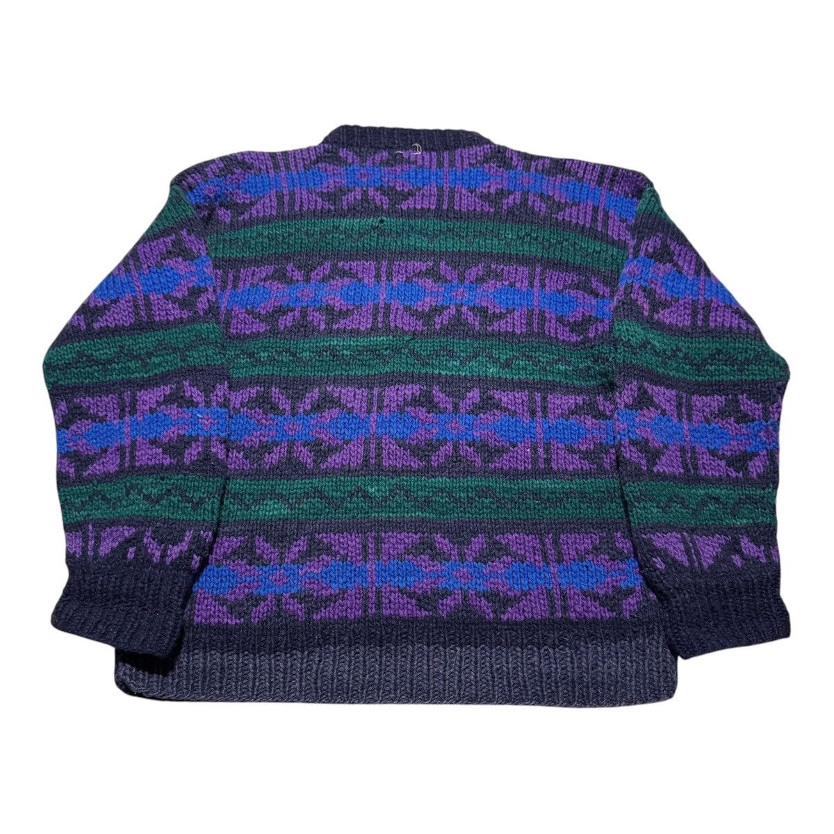 Vintage Vintage Rey Wear Patterned Knit Sweater Men's Large Heavy Size US L / EU 52-54 / 3 - 3 Thumbnail