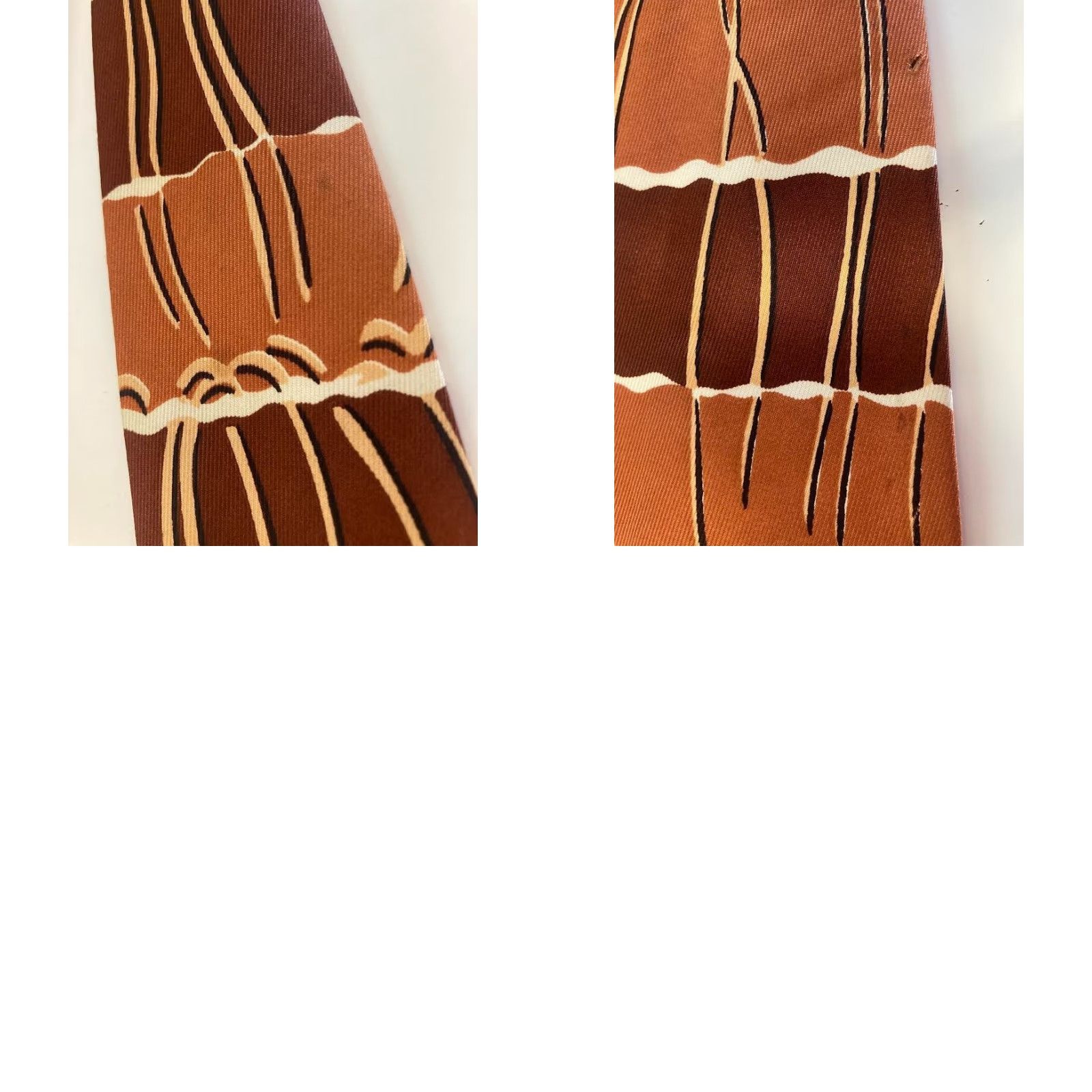 Vintage VTG Men's 1940s Orange & Brown Striped Necktie 40s Signet Tie Shirt Neck Tie Vintage 1940s Mens Signet Tie Size ONE SIZE - 9 Thumbnail