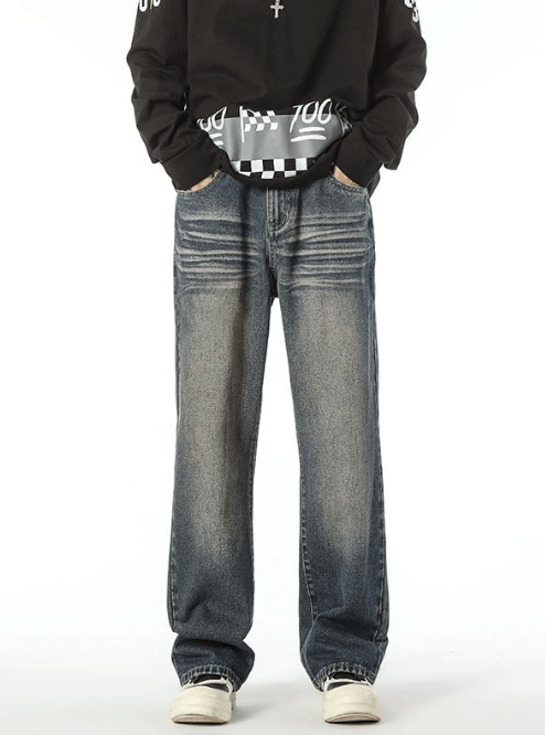 Japanese Brand High street men's cat whisker straight casual jeans Size US 32 / EU 48 - 2 Thumbnail