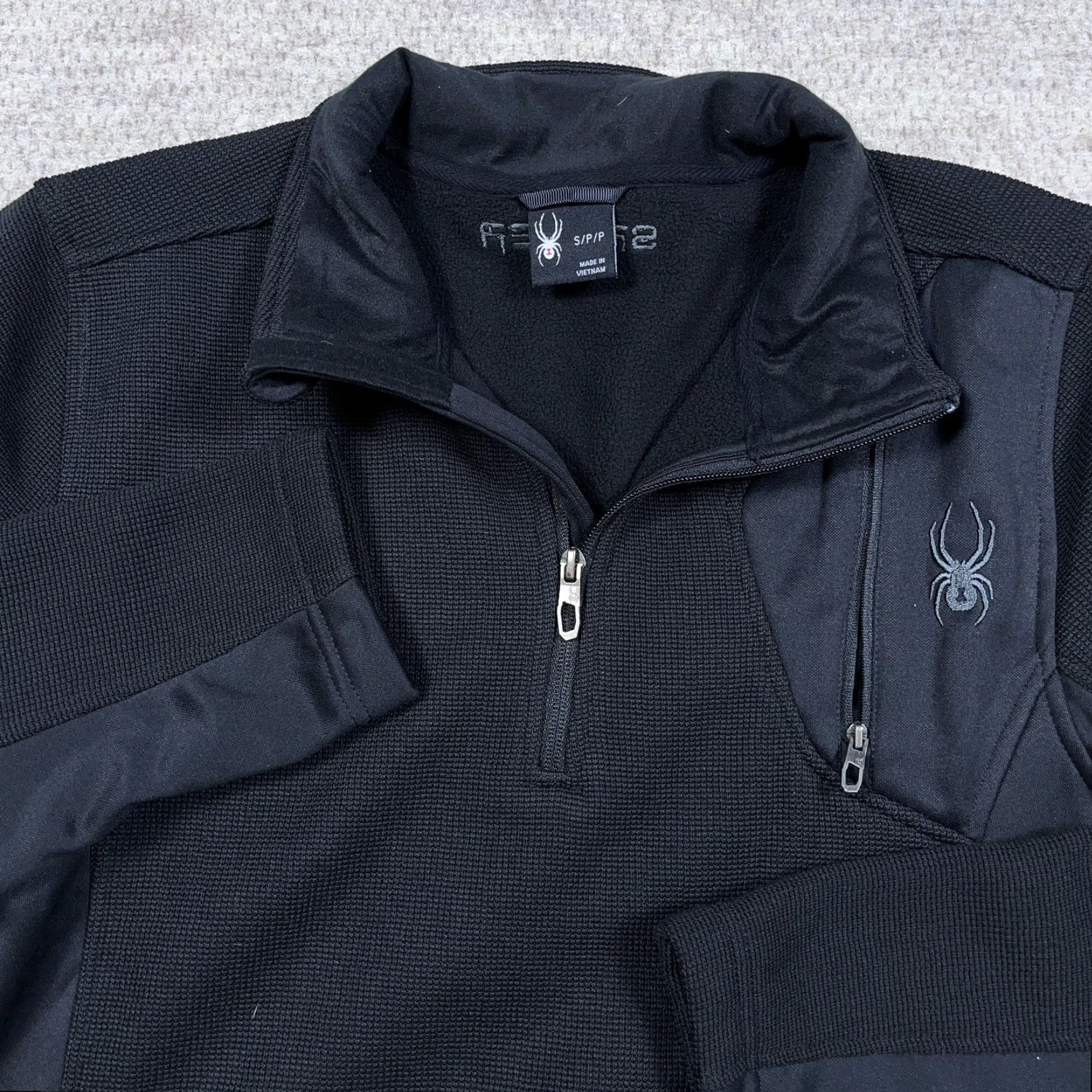 Spyder Spyder Men Sweater Pullover Mock Neck 1/4 Zip Waffle Knit Black Thermal Knit All Seasons - Regular Fit, Size S Size US S / EU 44-46 / 1 - 2 Thumbnail