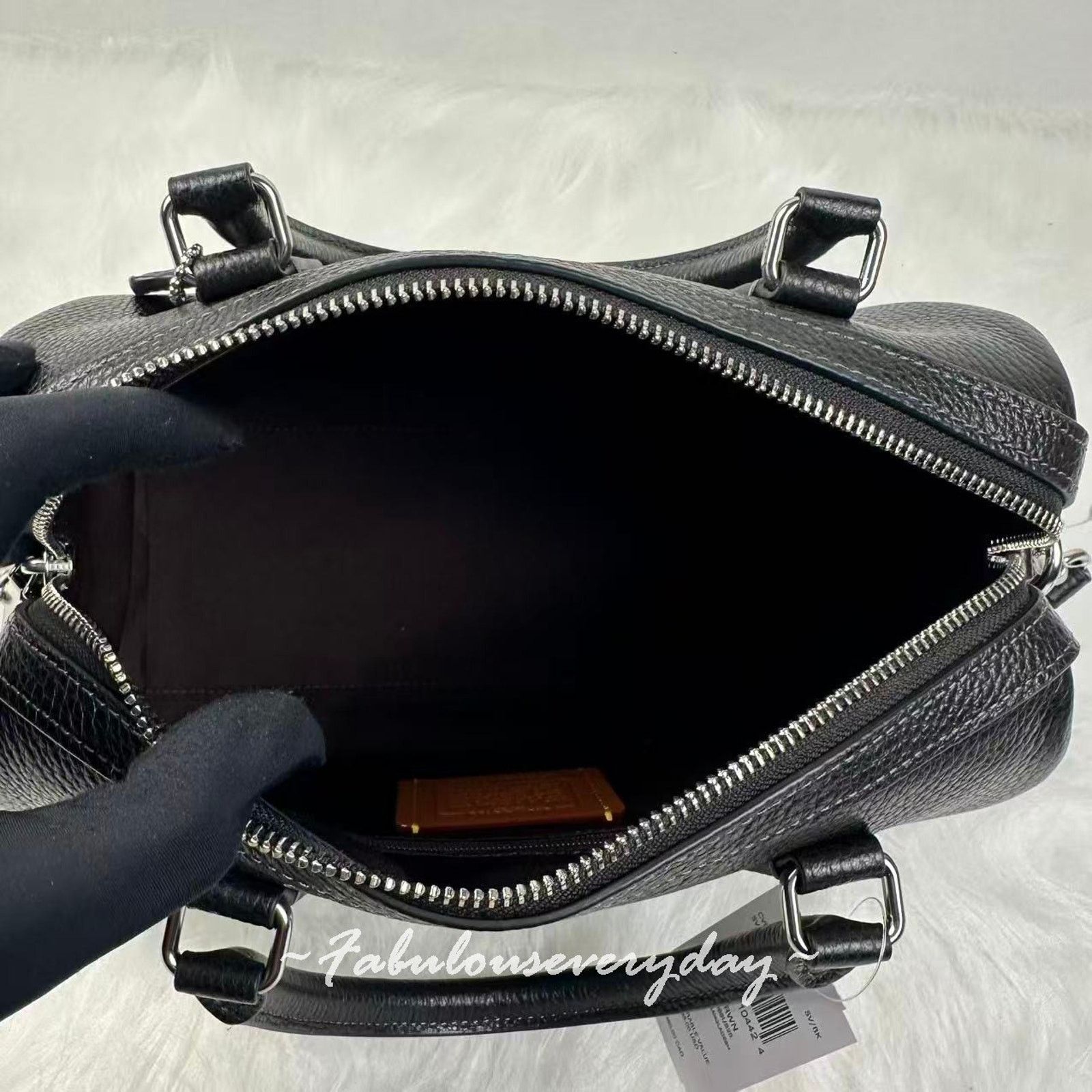 Coach Coach Rowan Satchel Shoulder/Crossbody Leather/Silver/Black Size ONE SIZE - 6 Thumbnail