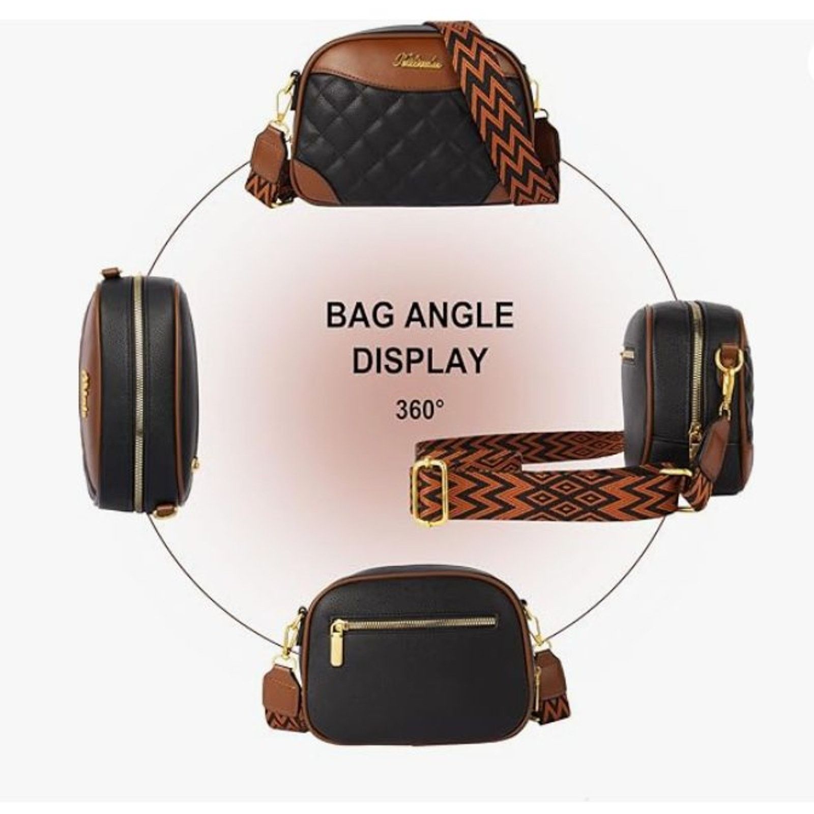 The Unbranded Brand Quilted crossbody bag shoulder bag, wide straps, Black Size ONE SIZE - 5 Thumbnail