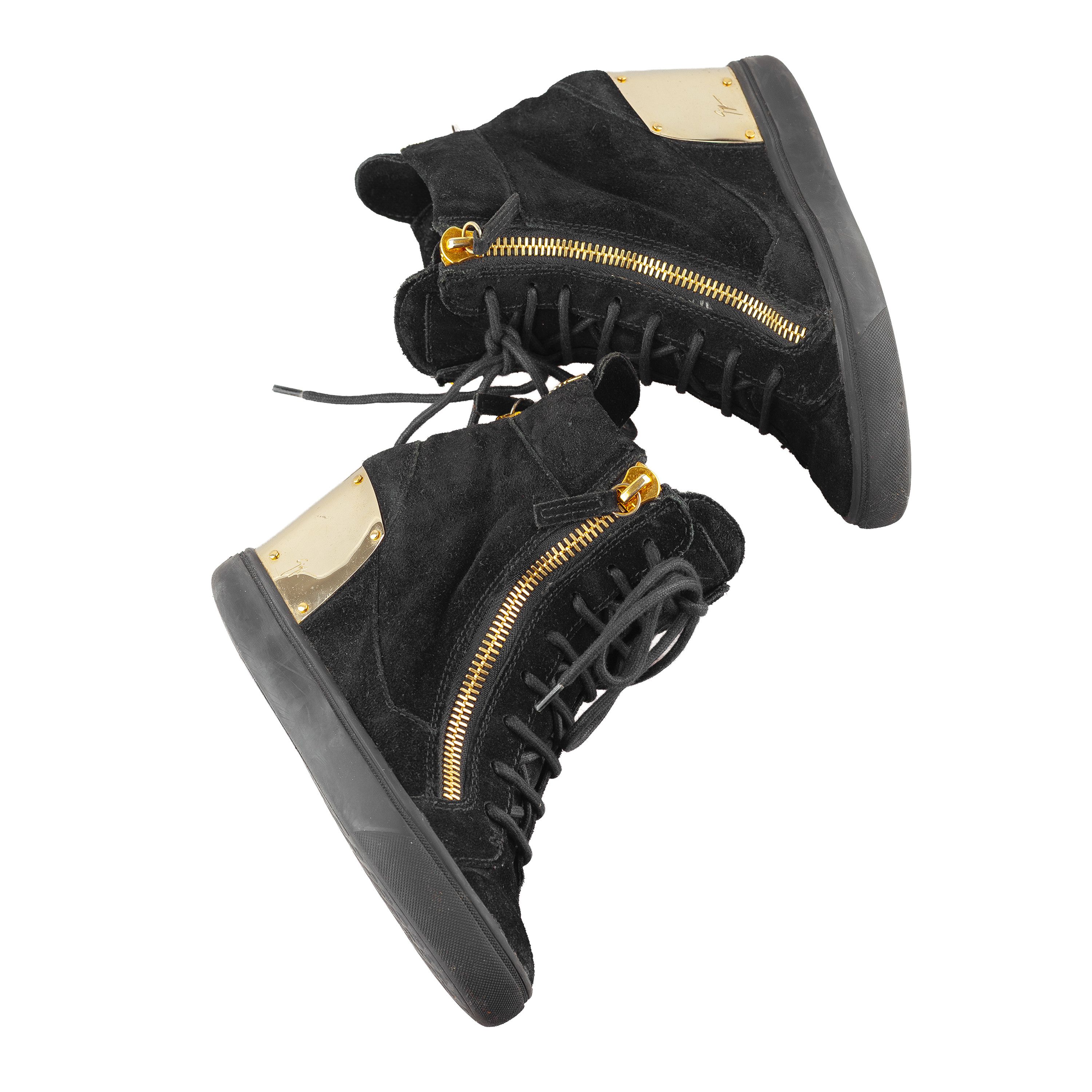 Giuseppe Zanotti Giuseppe Zanotti Black Golden Velour Wedge Sneakers Size US 6 / IT 36 - 1 Thumbnail