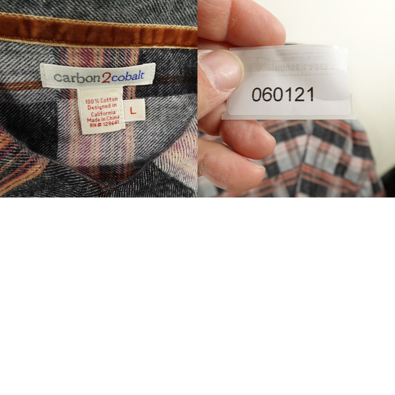 Carbon2Cobalt VINTAGE Carbon 2 Cobalt Men's Flannel Shirt Casual Workwear Outdoor Long Sleeve Cotton Gray Plaid Large Size US L / EU 52-54 / 3 - 8 Thumbnail