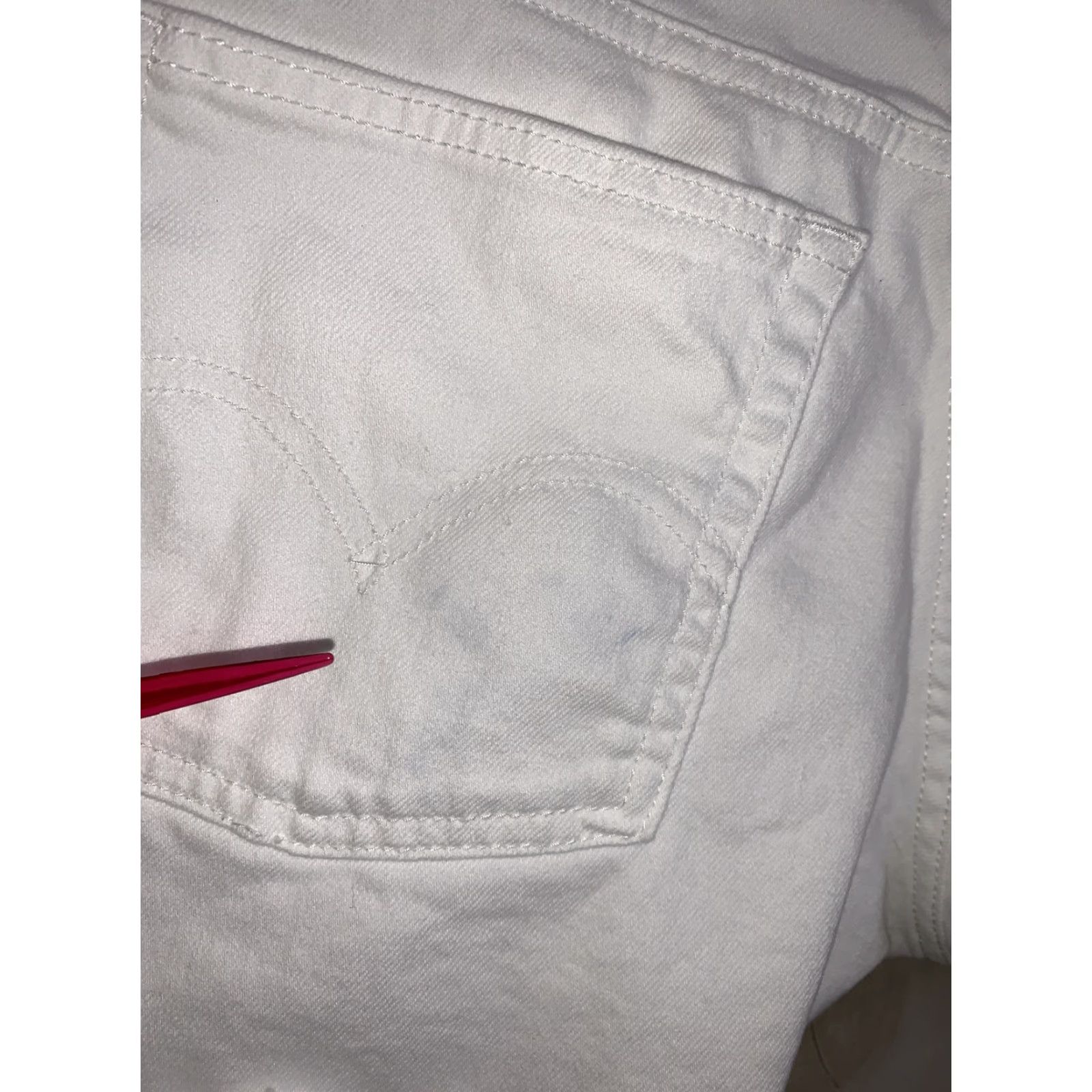 Levi's Levi’s White Stretch Denim Shorts Women’s 29 High Rise Distressed Cut-Off Jeans 11708 Size 29" - 7 Thumbnail