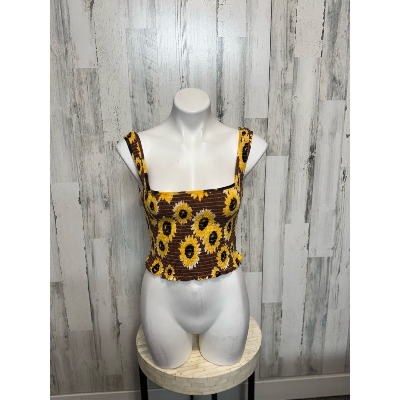 Other Sunflower Smocked Tank Top Brown Yellow No Comment NYLA Size Size M / US 6-8 / IT 42-44 - 2 Thumbnail